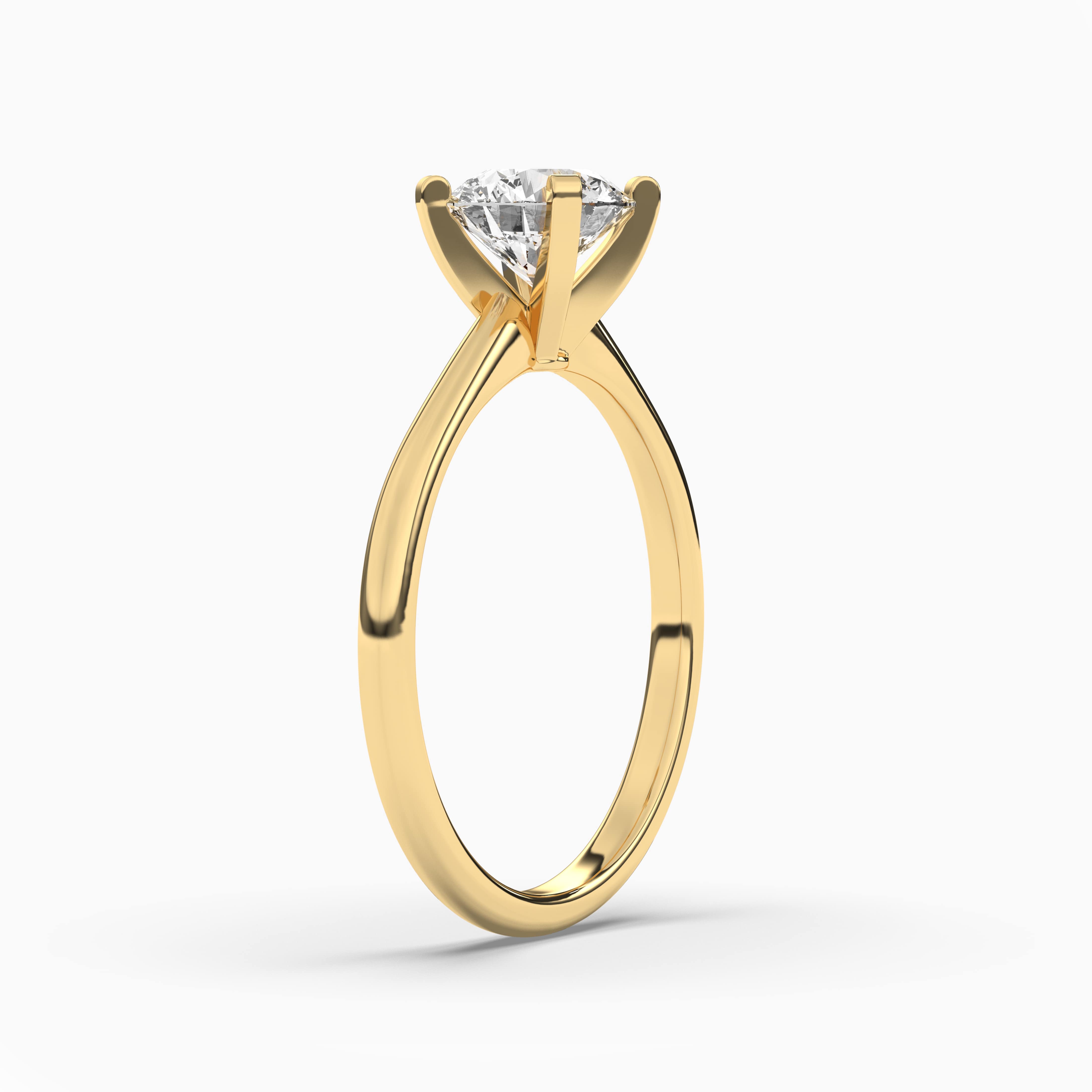 Yellow Gold Classic Round Cut Sparkle Solitaire Engagement Ring