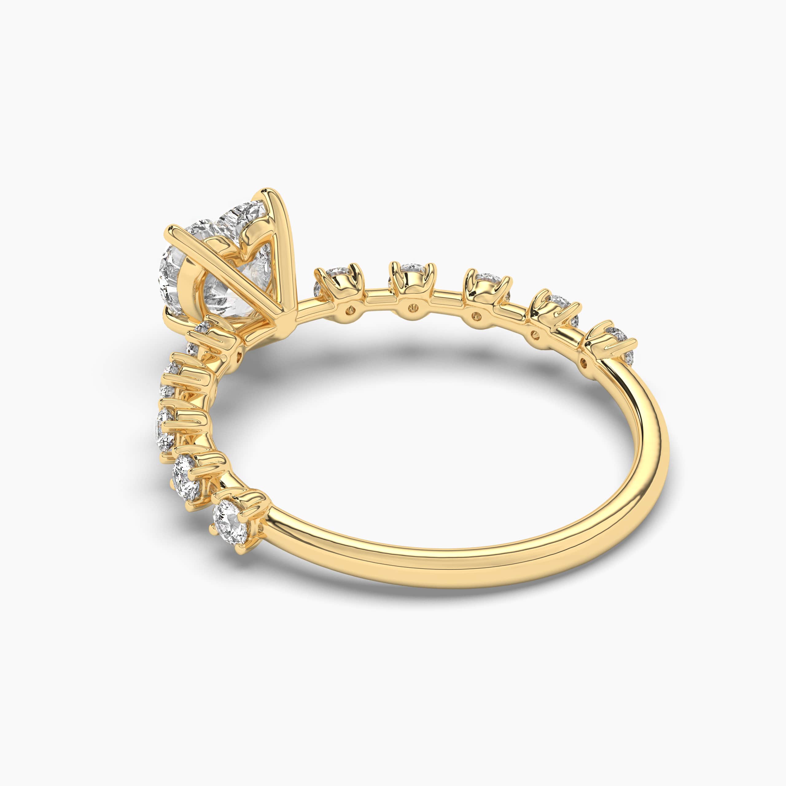 yellow gold heart shaped diamond engagement ring