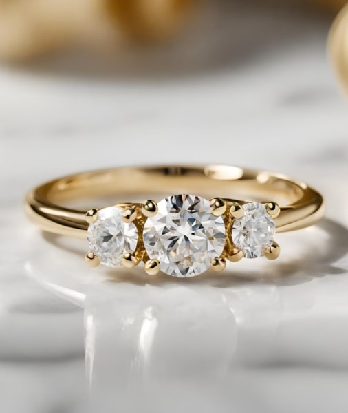 three stone engagement ring