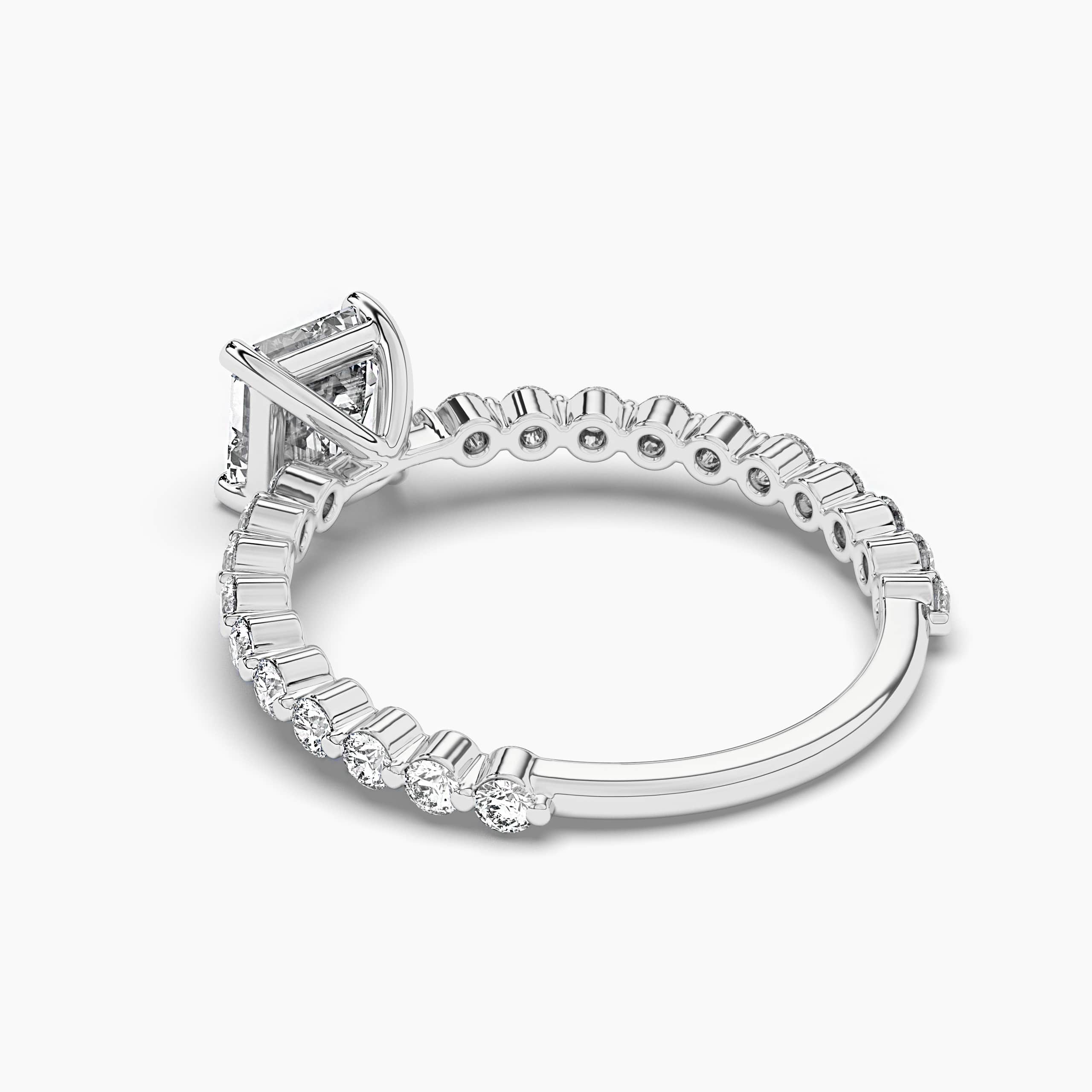 Asscher Cut Simulated Blue Sapphire Engagement Ring White Gold