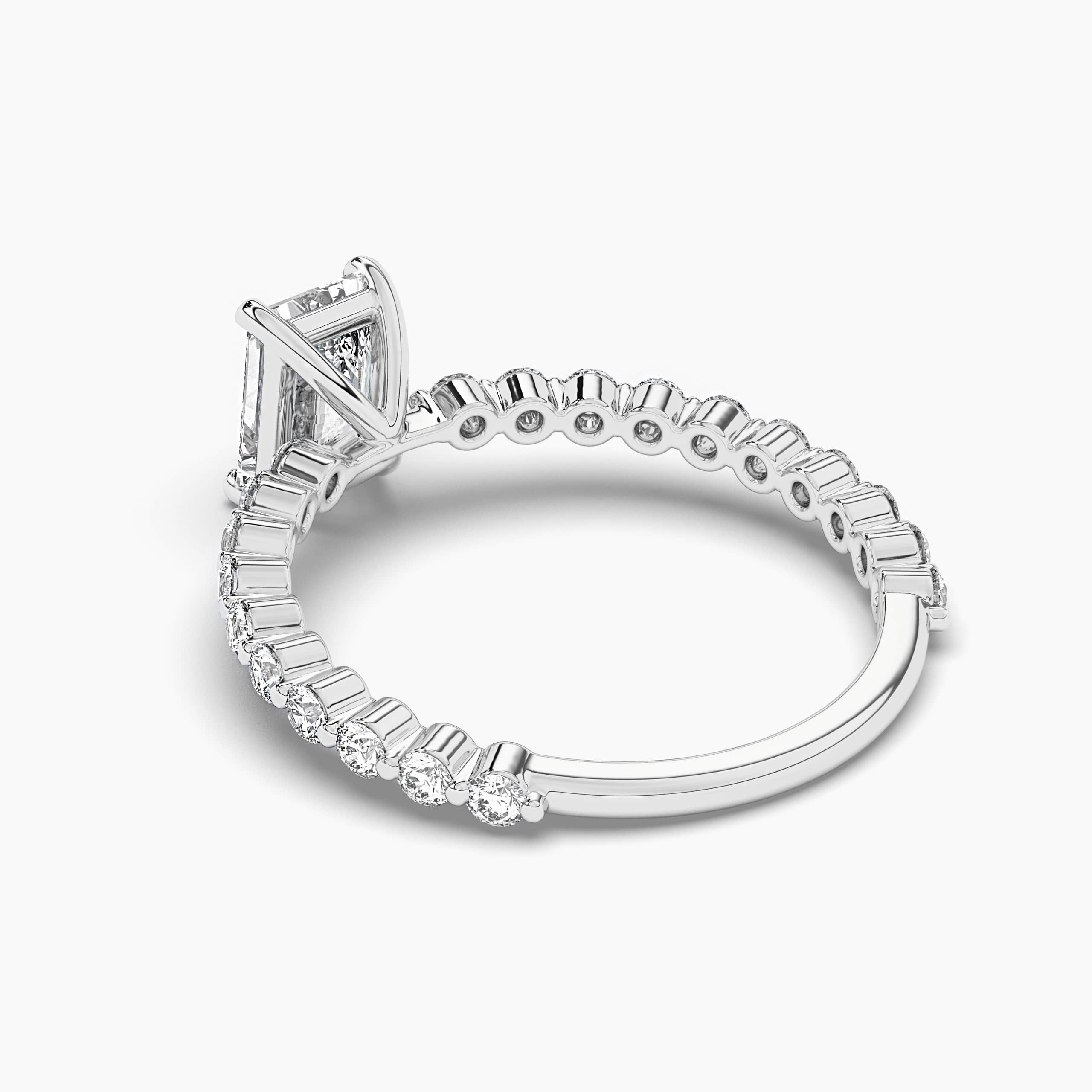 Radiant Cut Solitaire Moissanite Engagement Ring With Side Accent Stones, Simple Diamond Wedding Ring