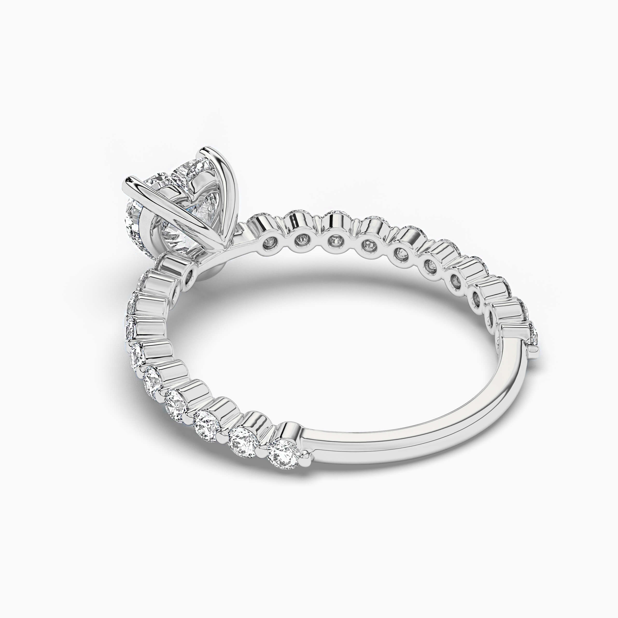 White Gold Heart Shape Diamond Engagement Ring With Side Stones