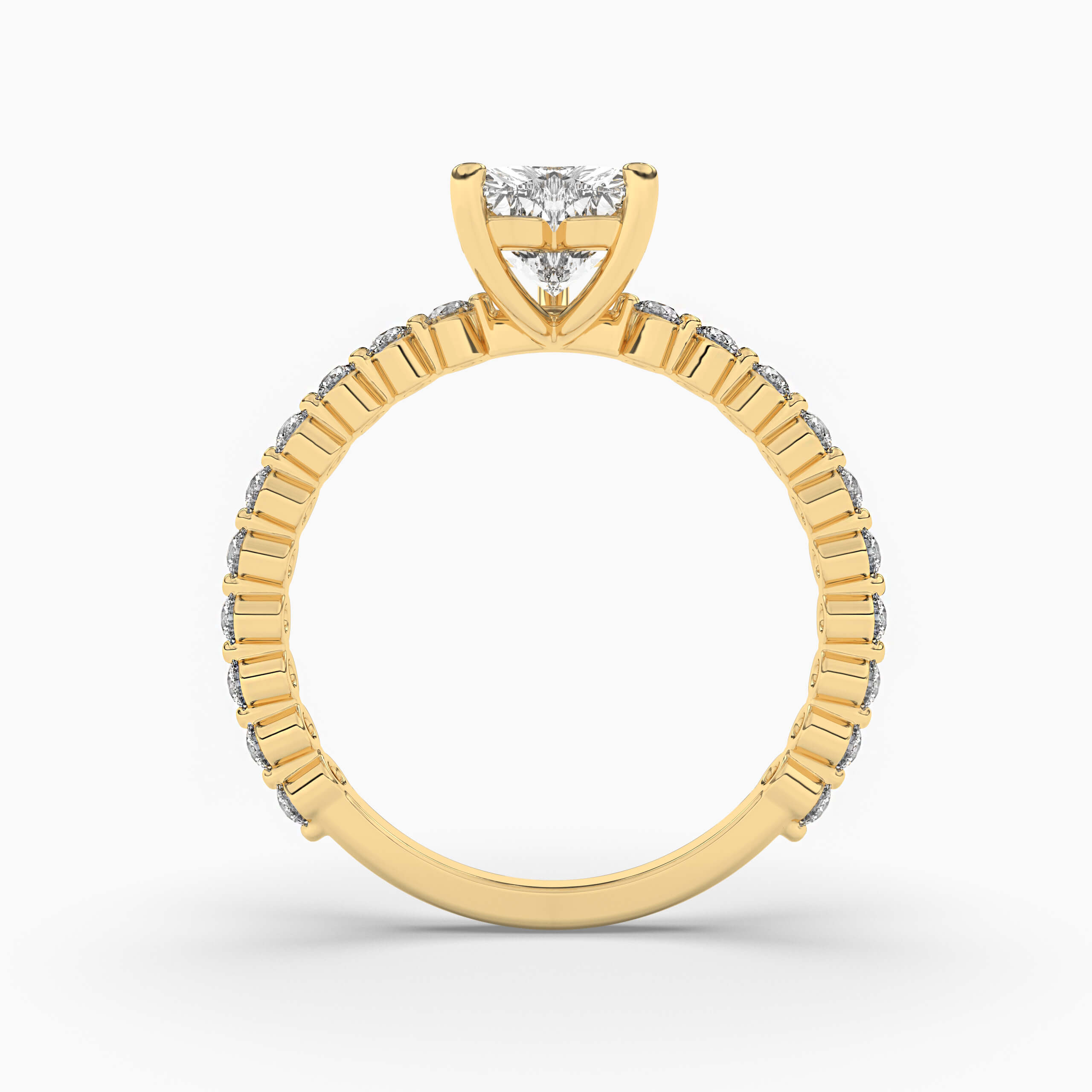 Heart Cut Side Stones Diamond Engagement Ring Yellow Gold