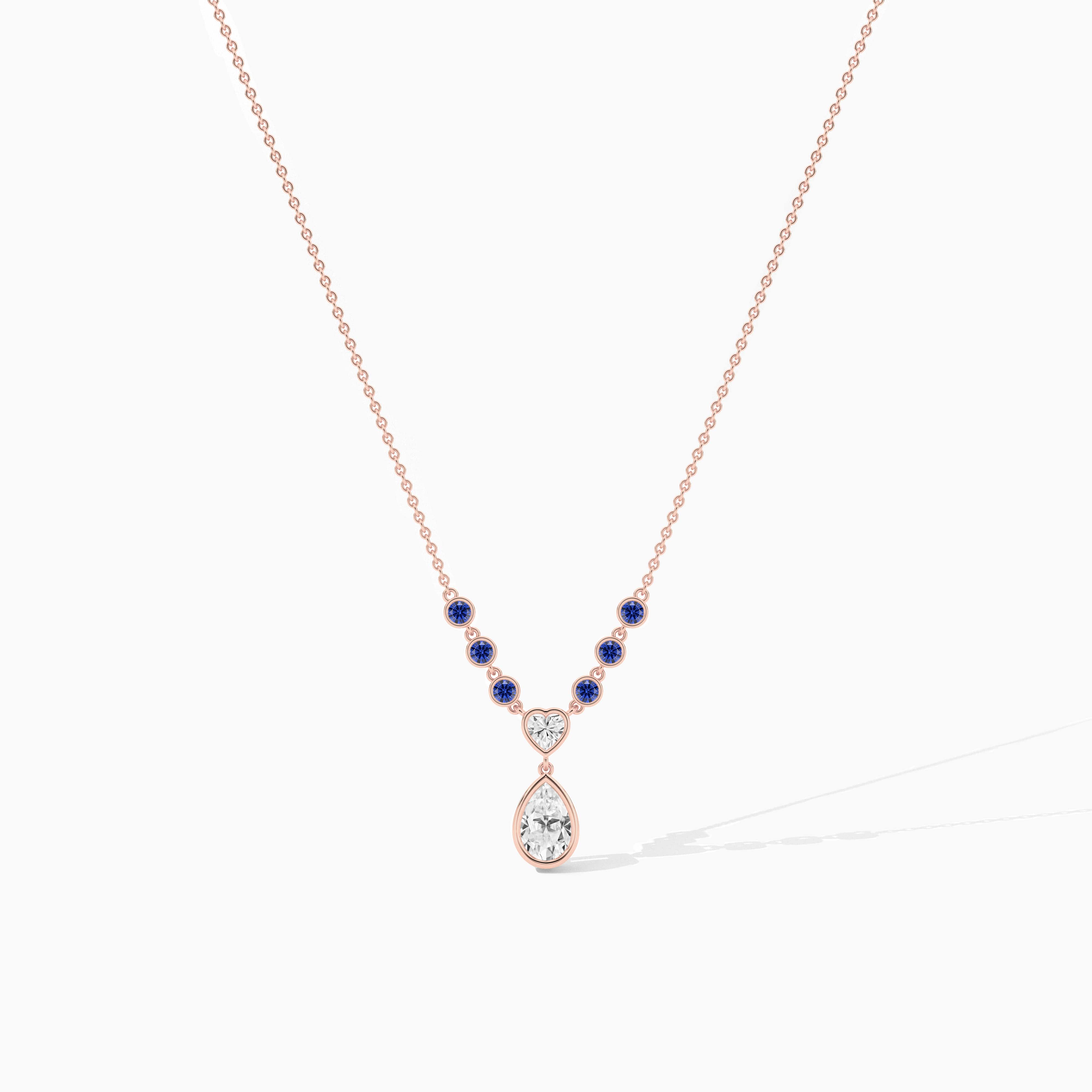 14k blue sapphire diamond necklace 