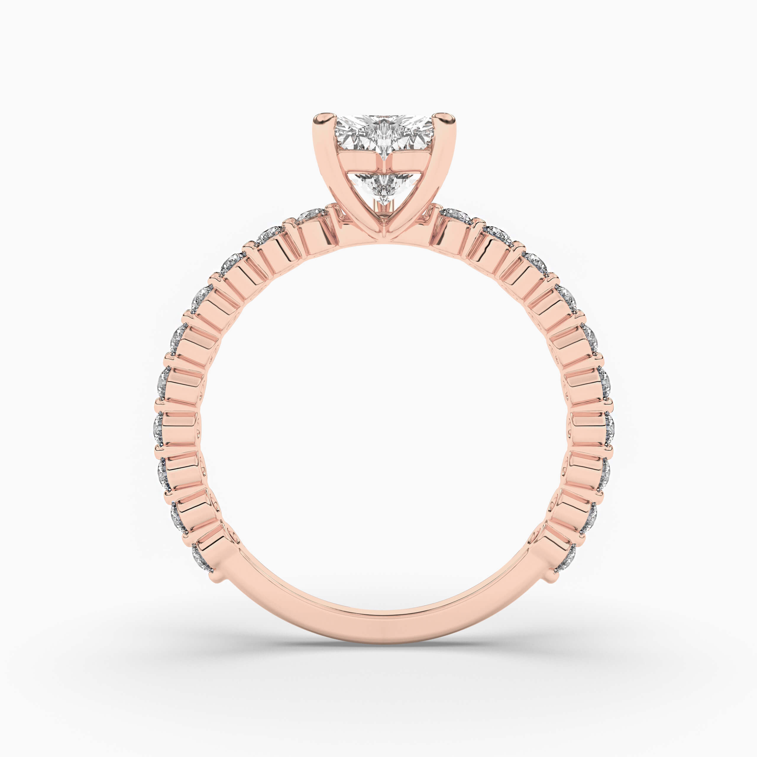 Rose Gold Heart Shape Diamond Engagement Ring With Side Stones