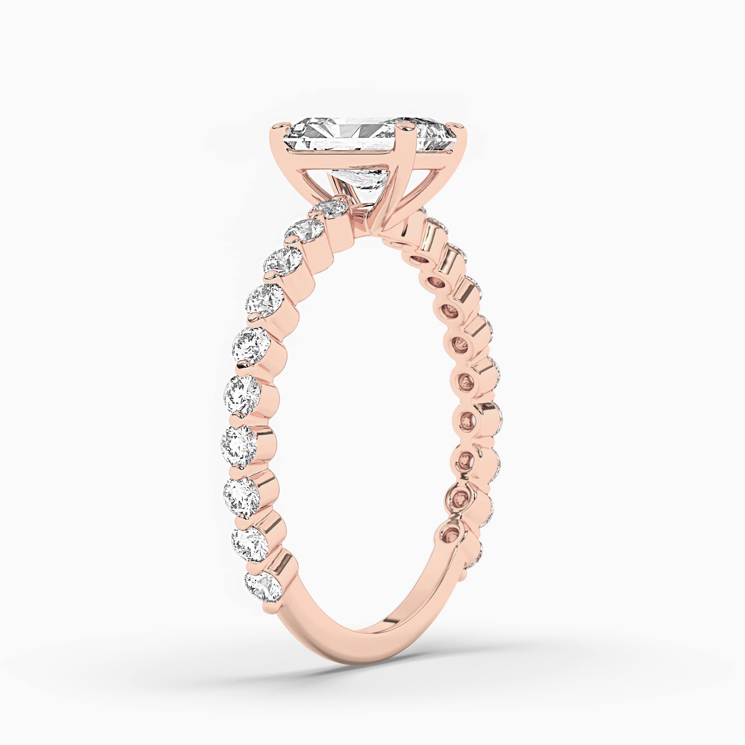  Natural Radiant Cut Diamond Engagement Ring Rose Gold