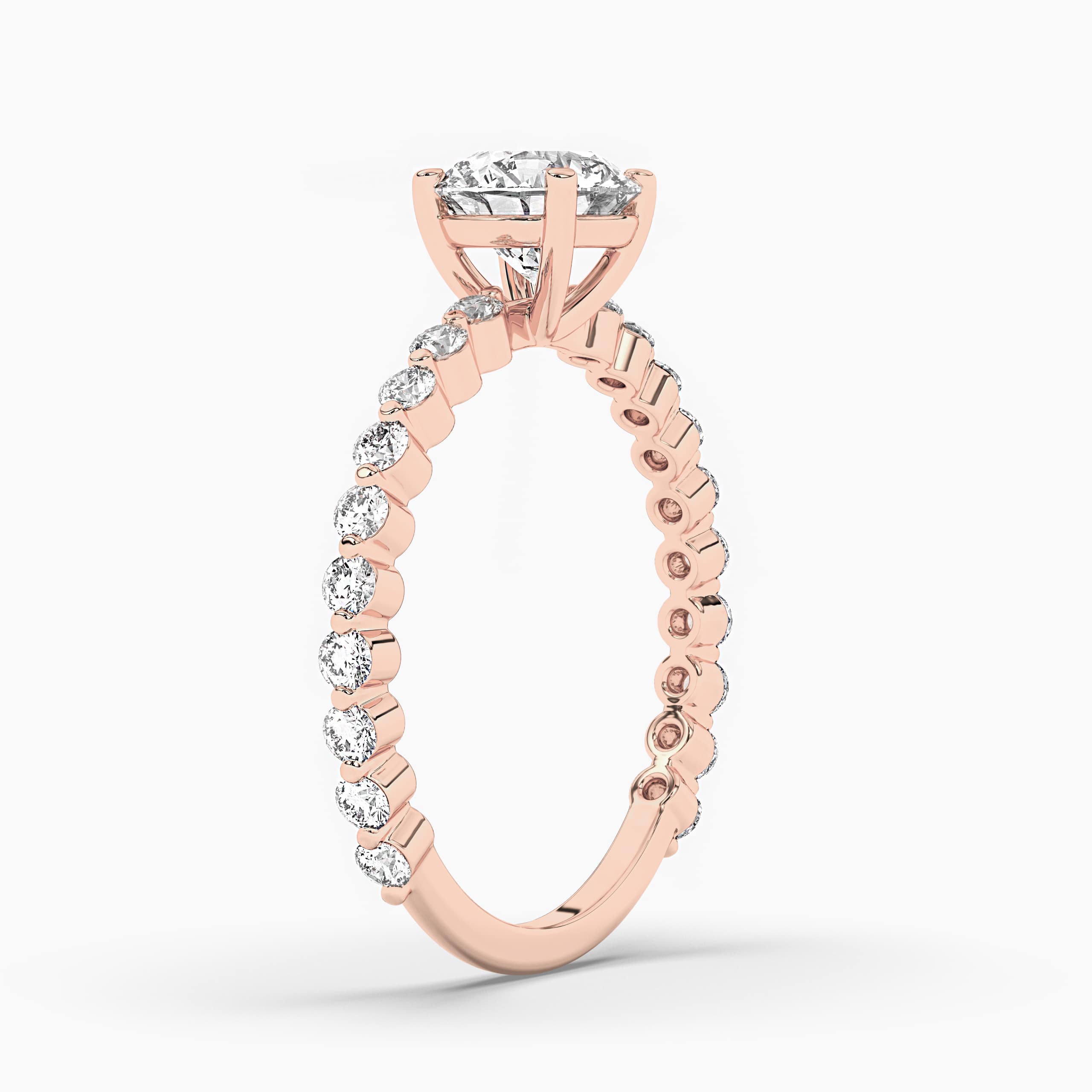 Round Diamond Engagement Ring With Round-Shape Side Stones