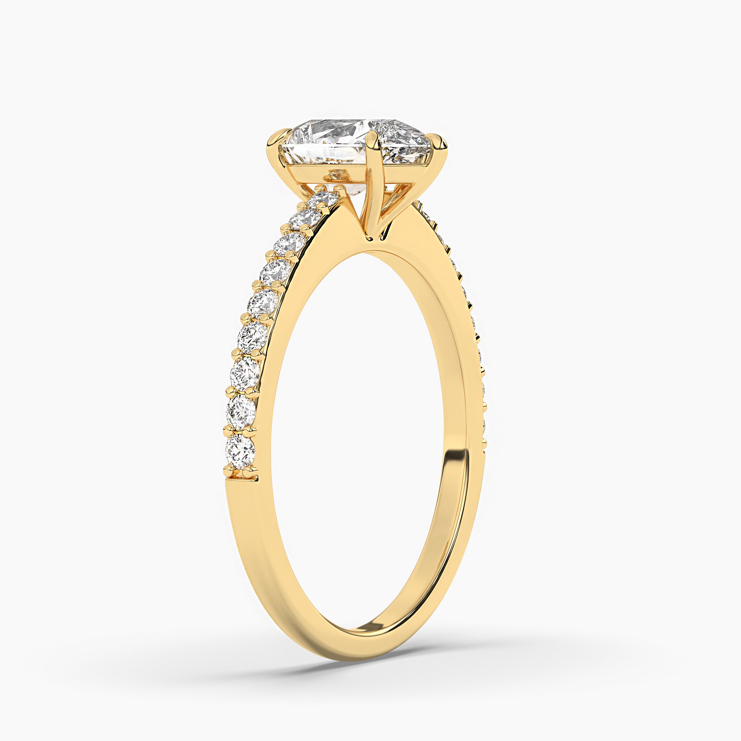YELLOW GOLD PEAR CUT PRONGS DIAMOND ENGAGEMENT RING