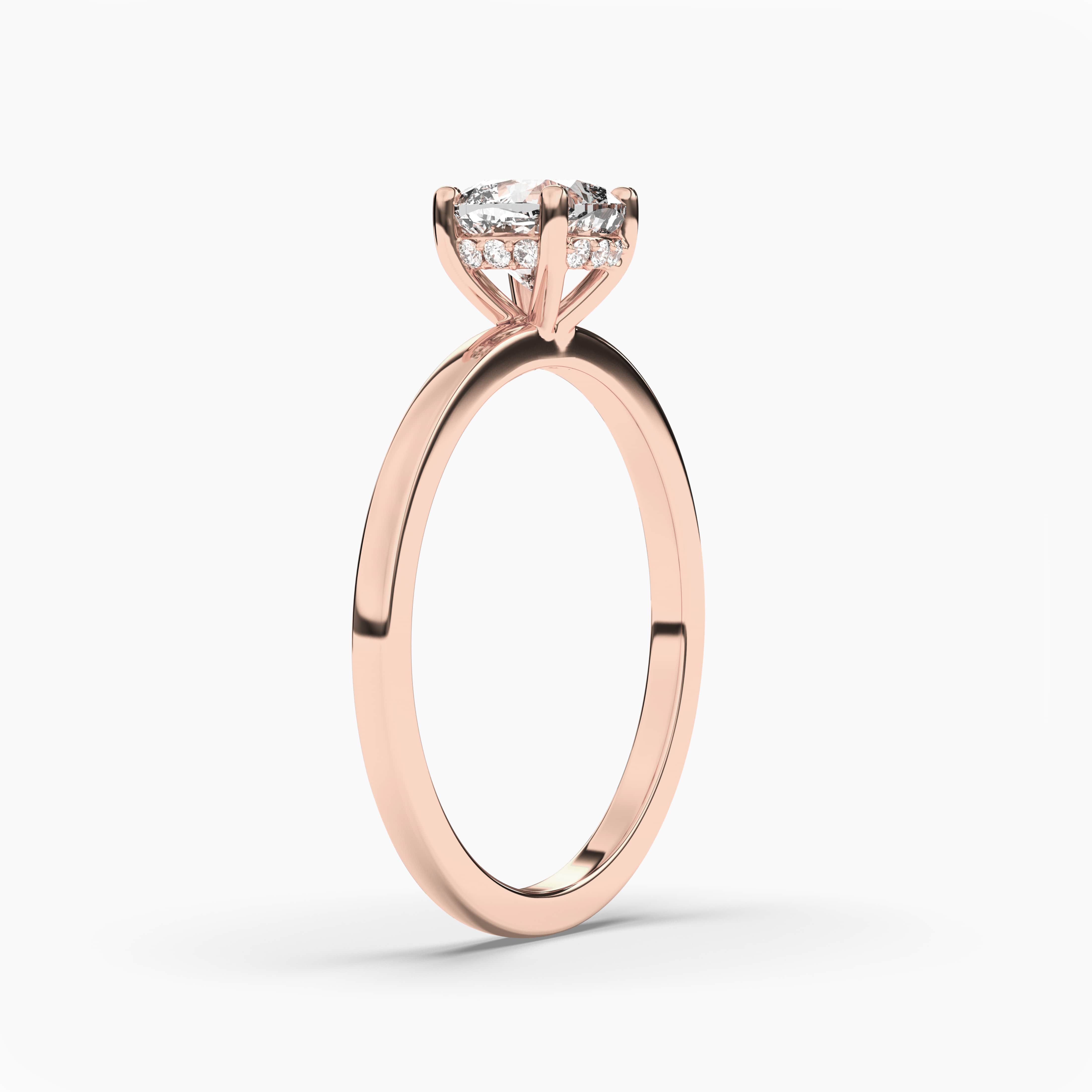  cushion cut hidden halo engagement ring in rose gold