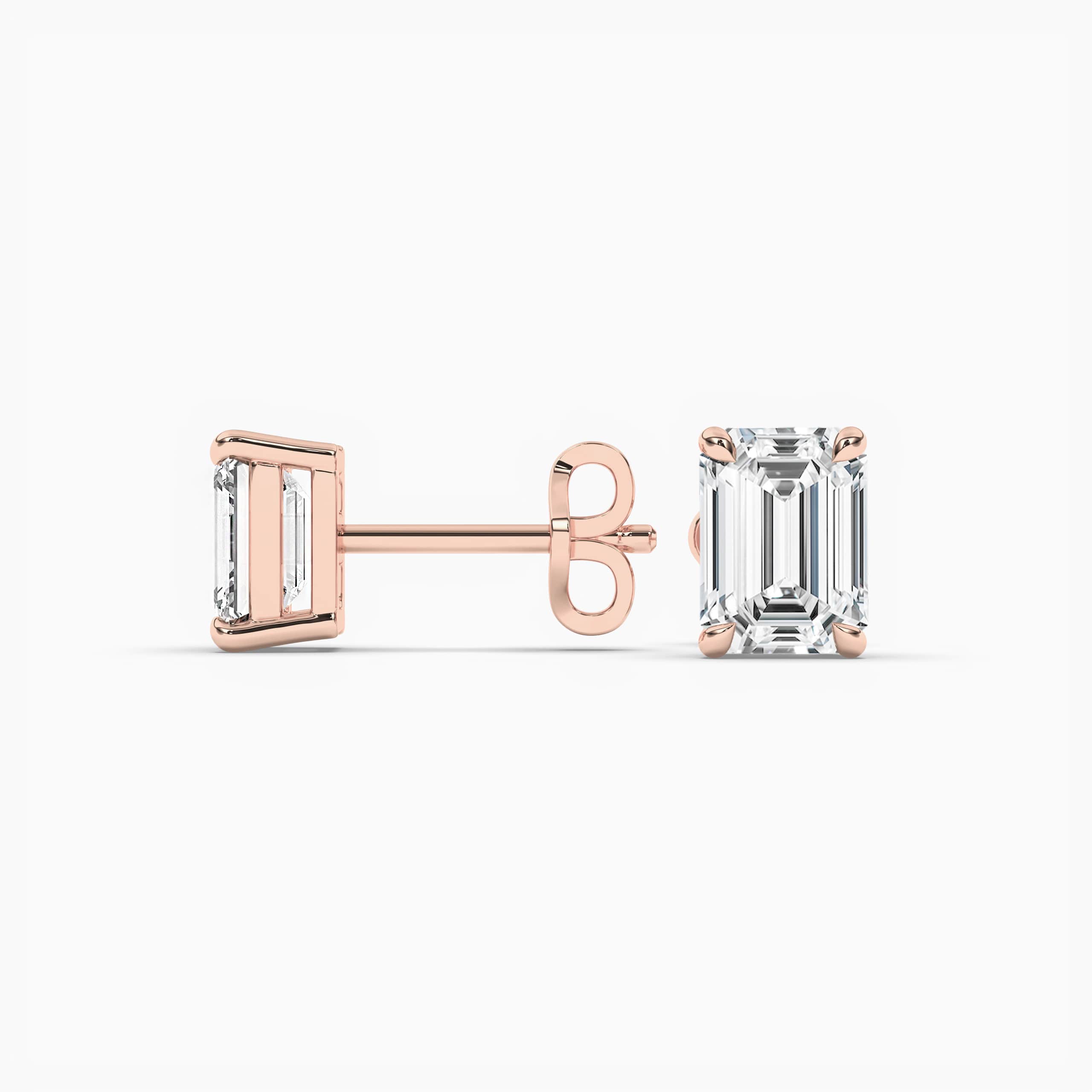 2.00 carat Emerald Cut Claw Prong Moissanite Stud Earrings