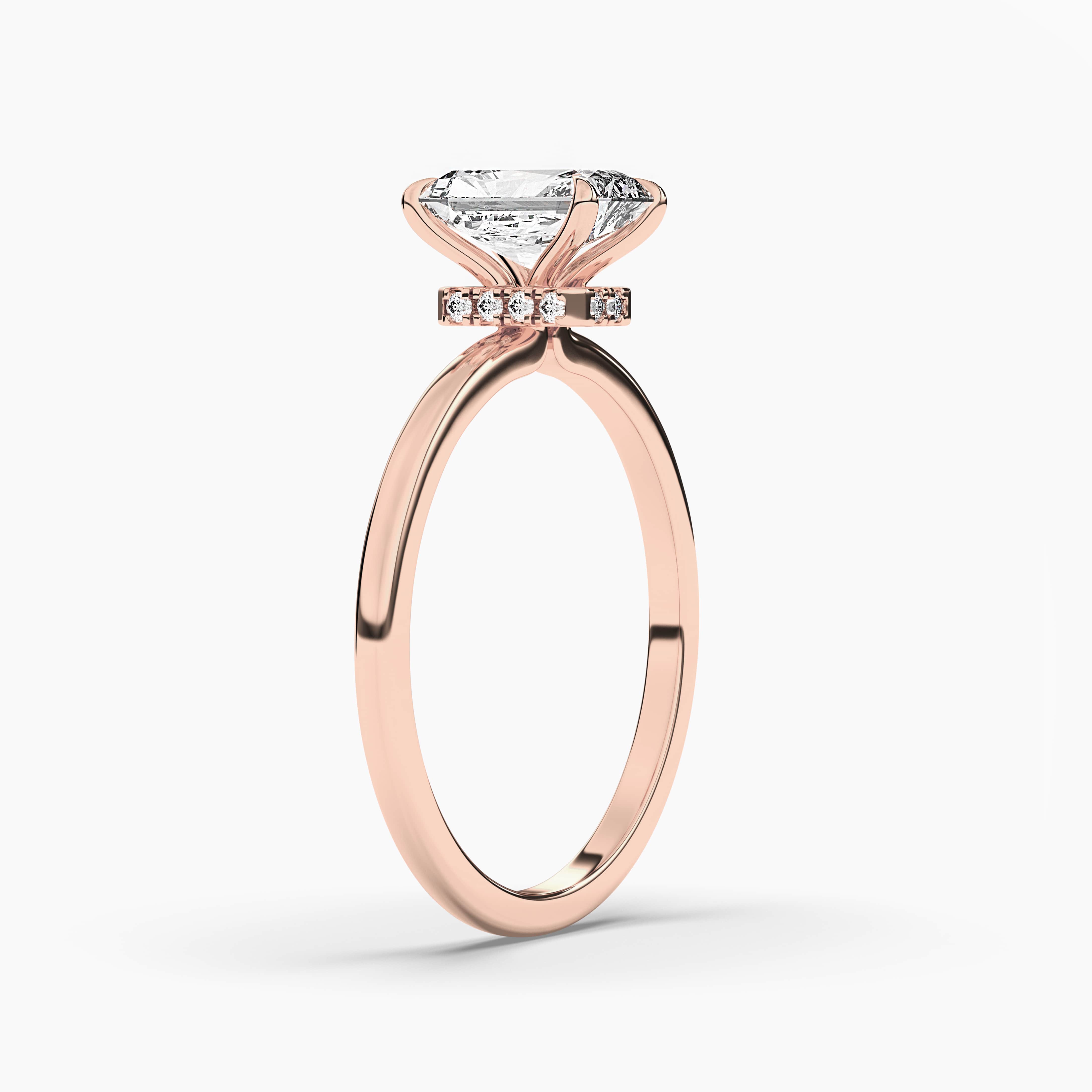 Rose gold hidden halo ring