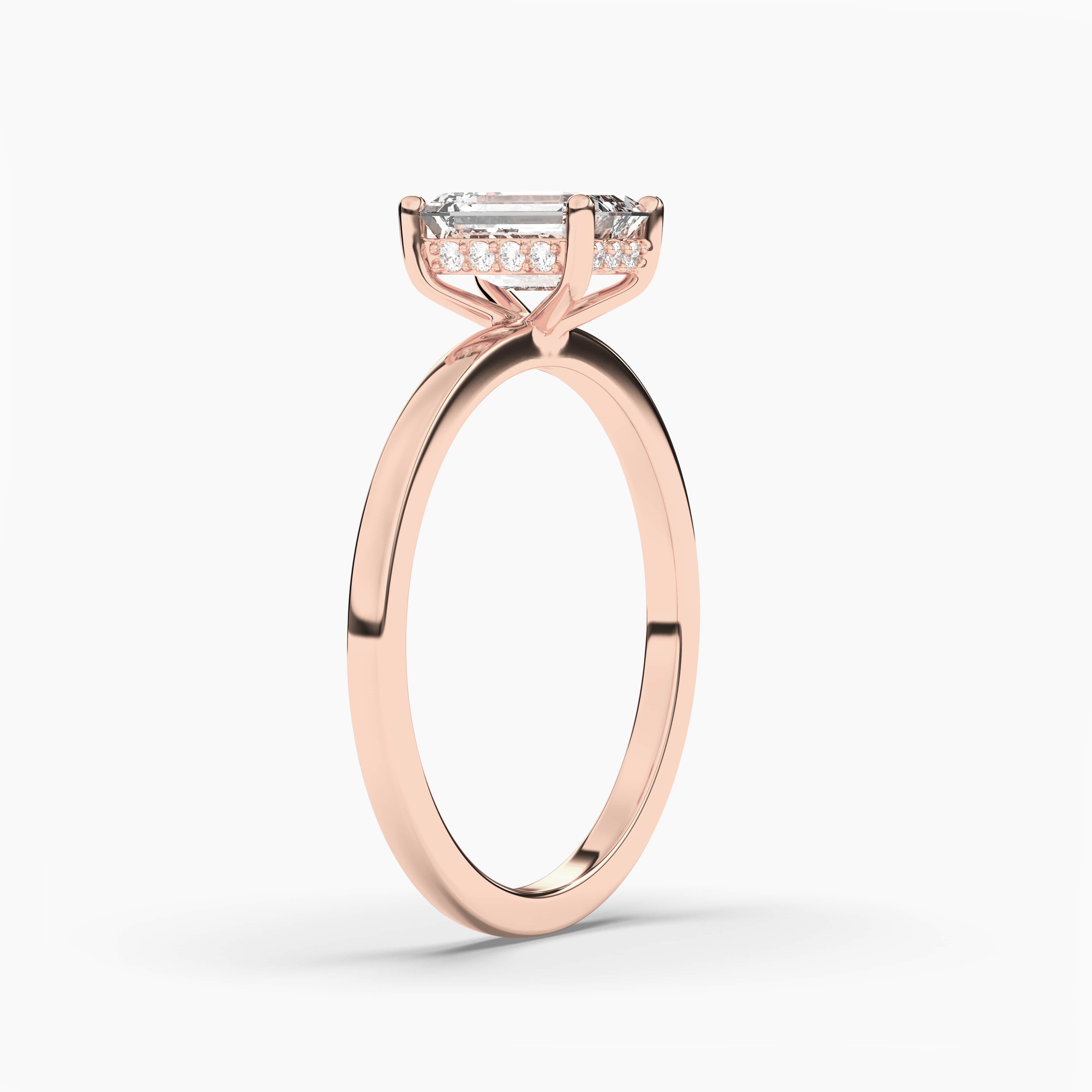 Rose Gold Hidden Halo Engagement ring 