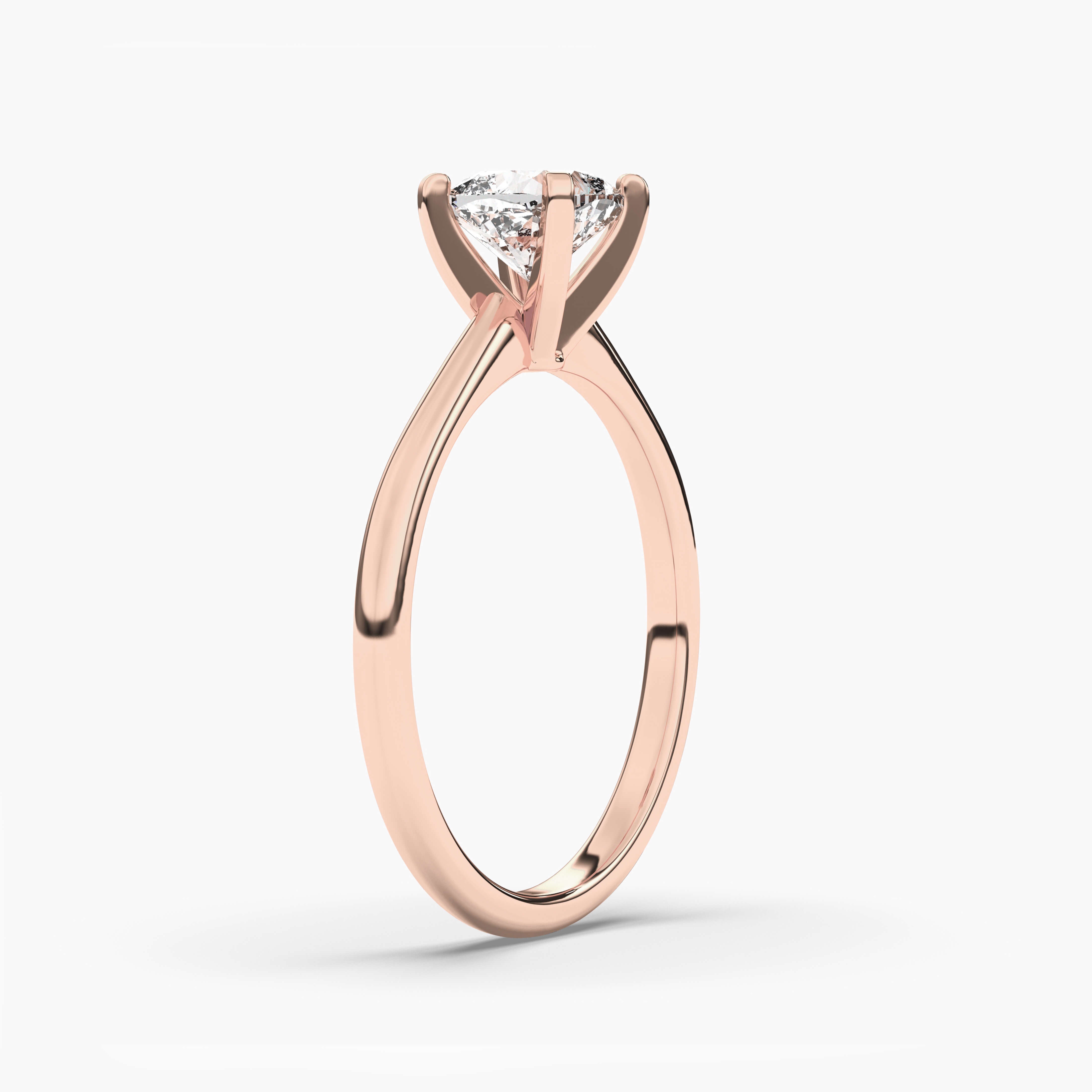 Cushion Cut Diamond Solitaire Engagement Ring In  Rose Gold