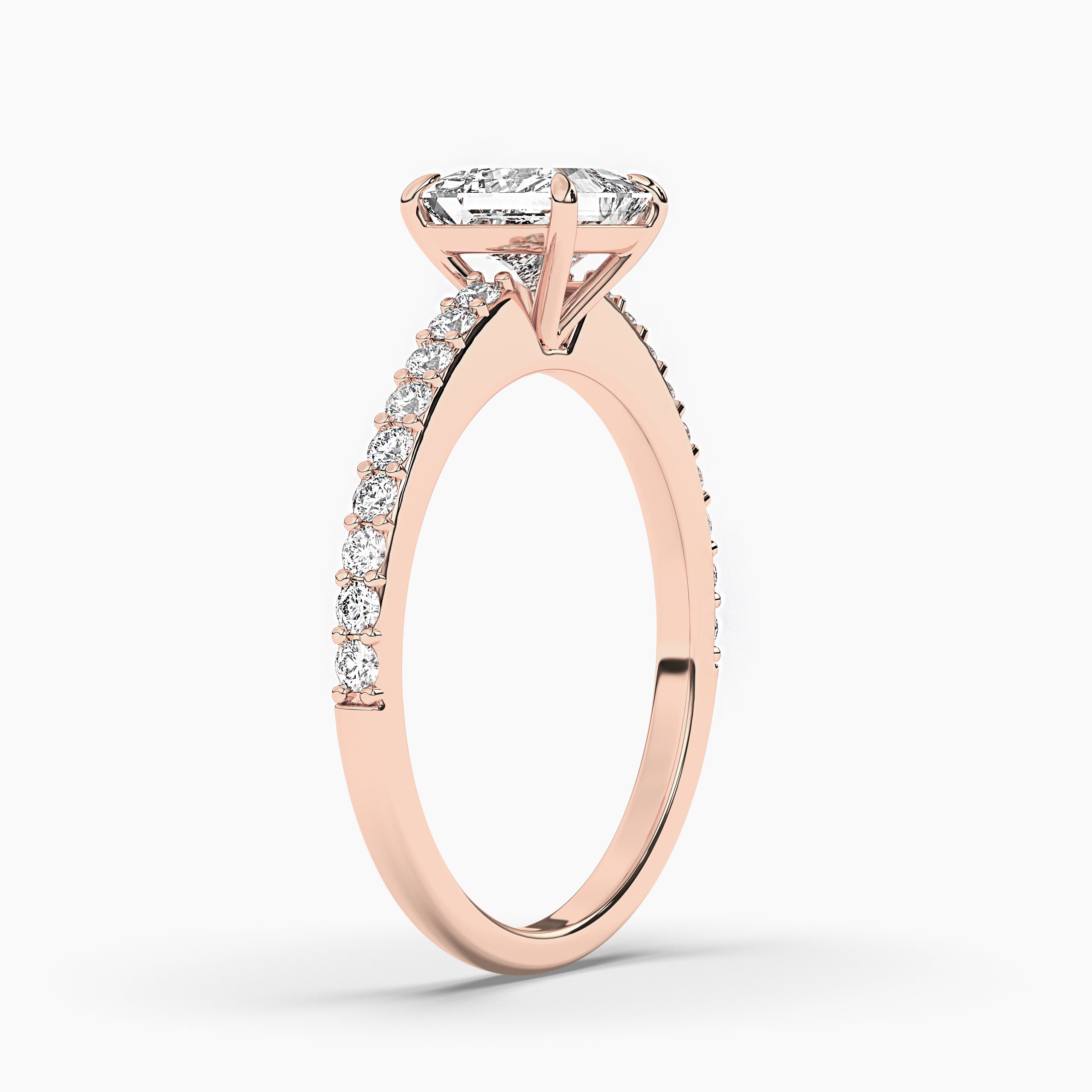 princess engagement ring rose  gold