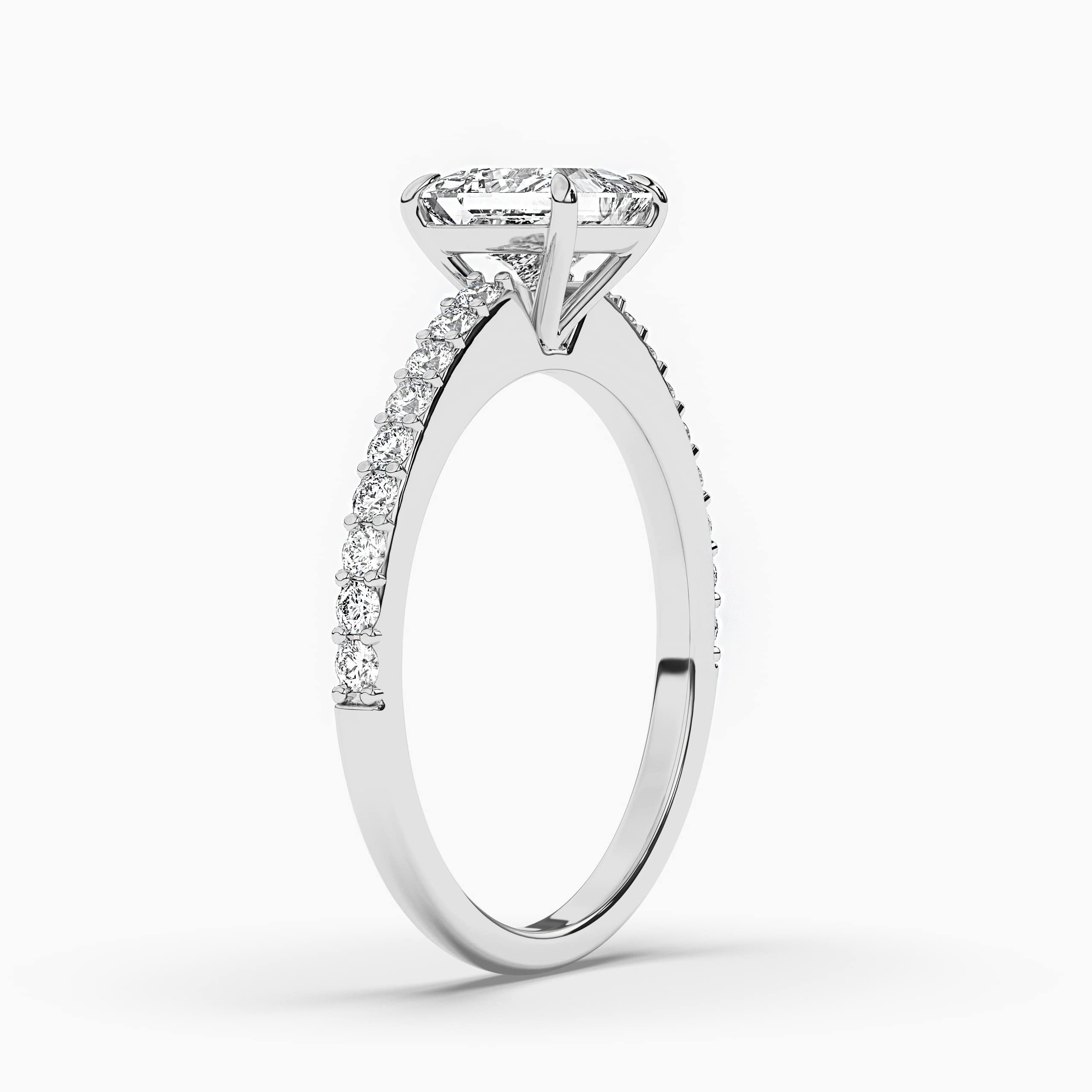 1.5carat Princess Lab Diamond Solitaire Engagement Ring with Side Accents