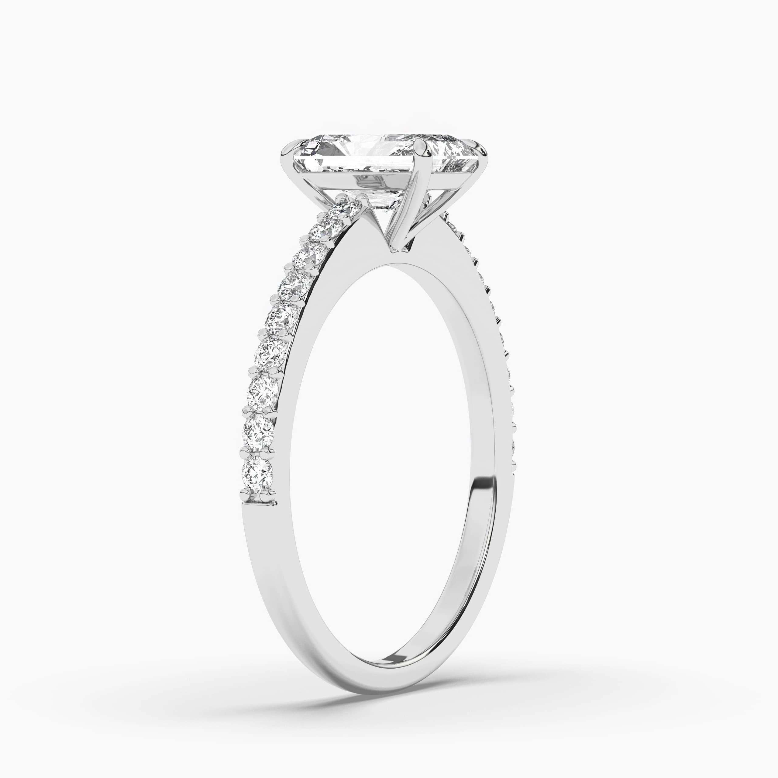 Radiant Cut Moissanite Engagement Ring In White Gold
