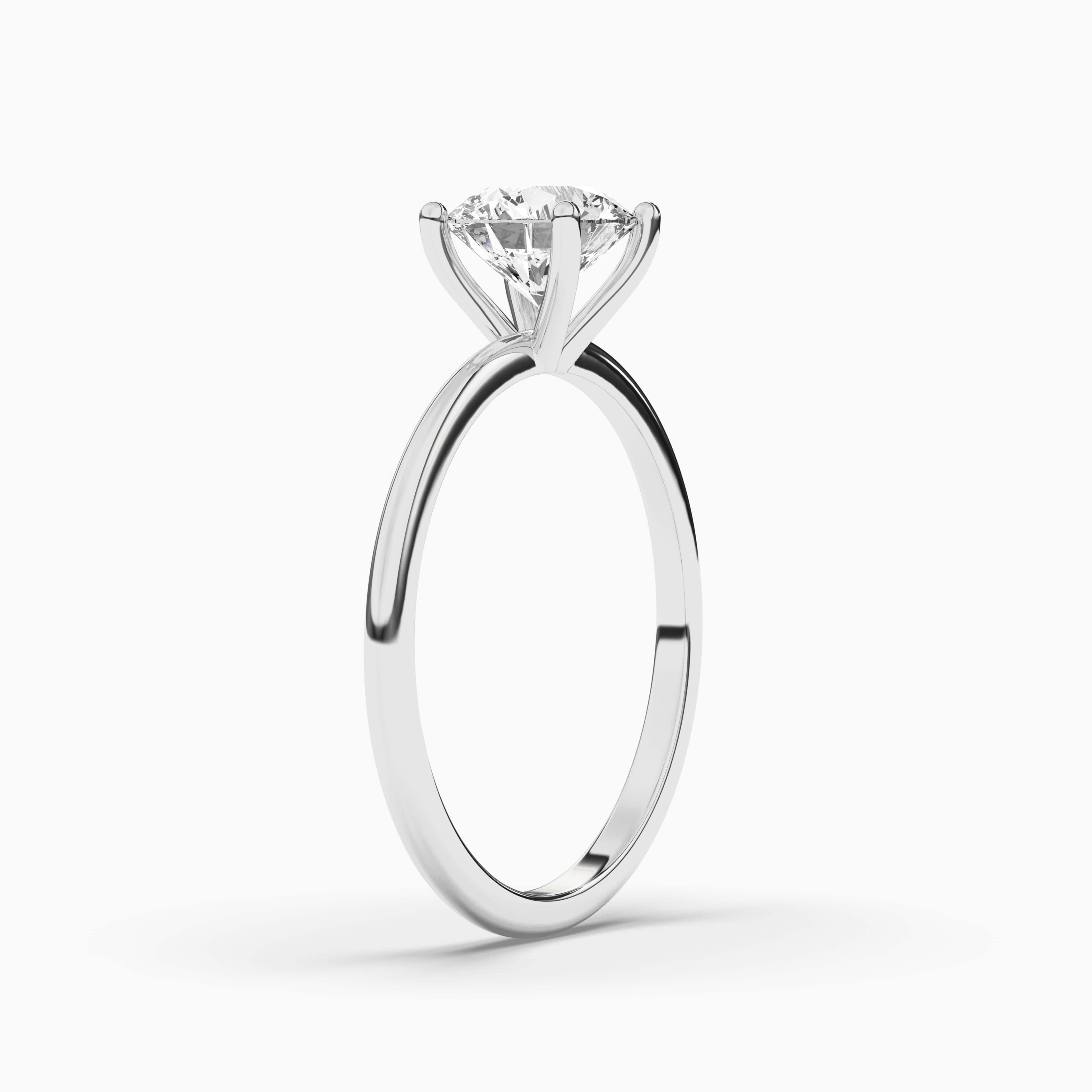 Round Natural Diamond White Gold Solitaire Ring