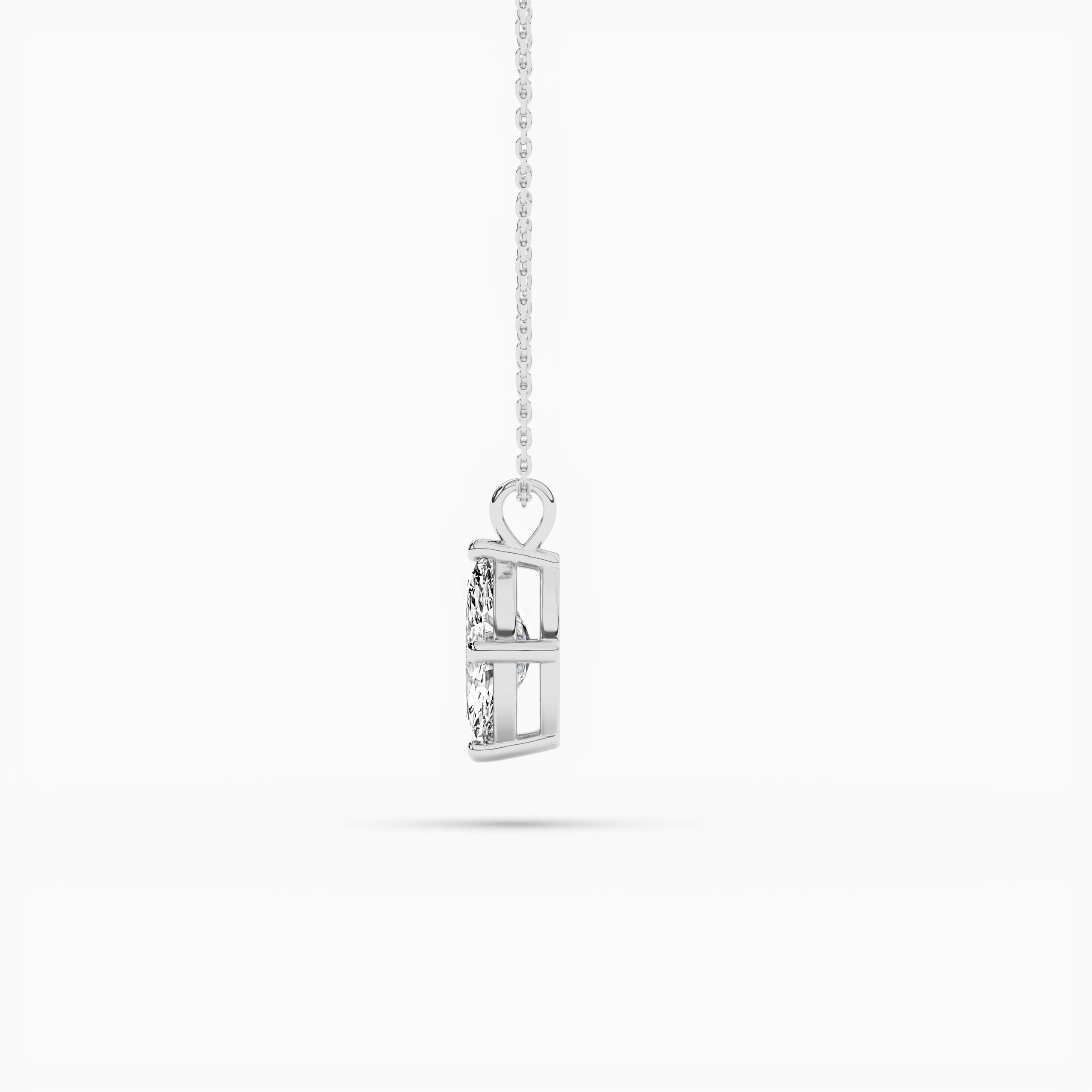 Marquise Lab Diamond Solitaire Pendant White Gold