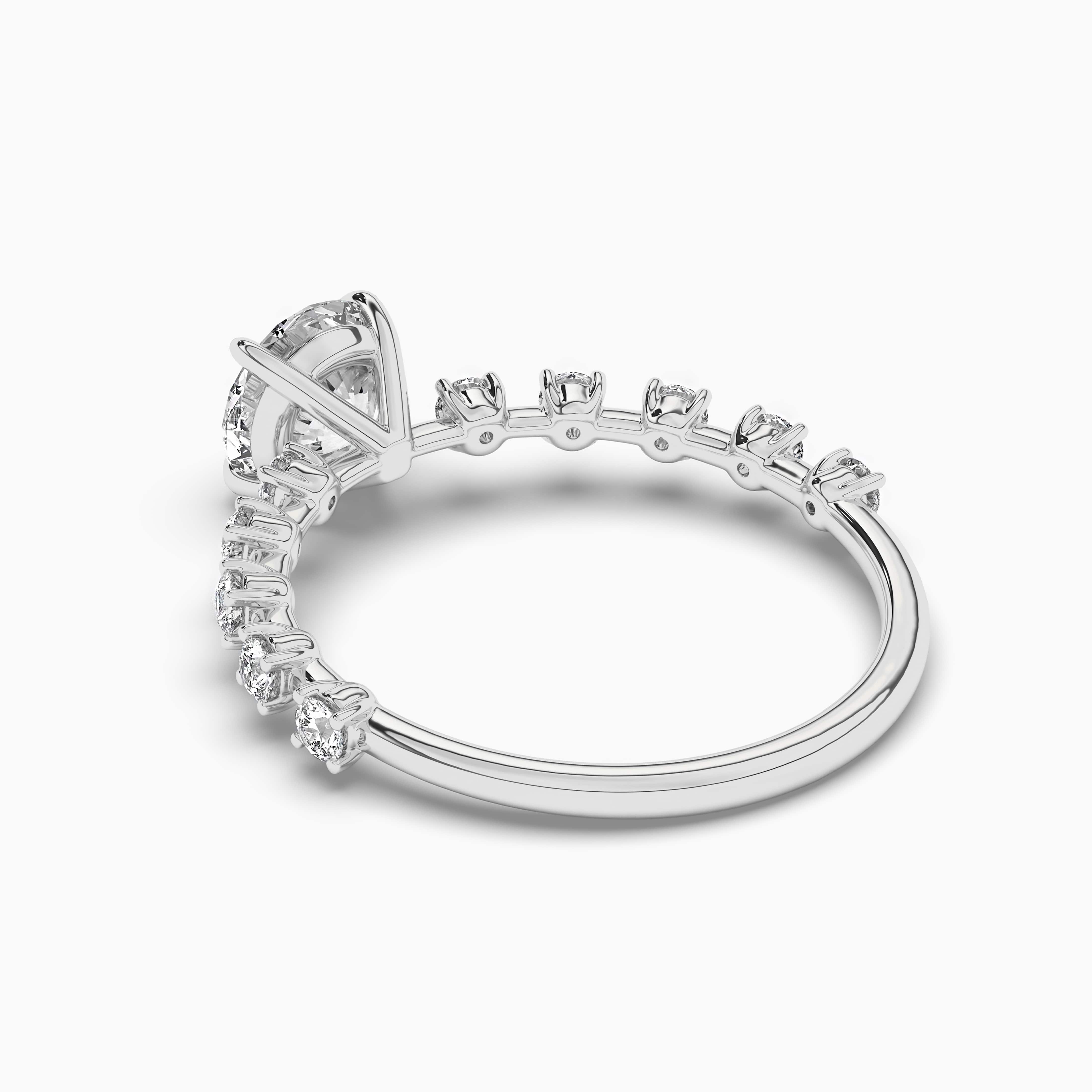 White Gold Round Cut Red Ruby & White Diamond Ladies Bridal Stone Engagement Ring