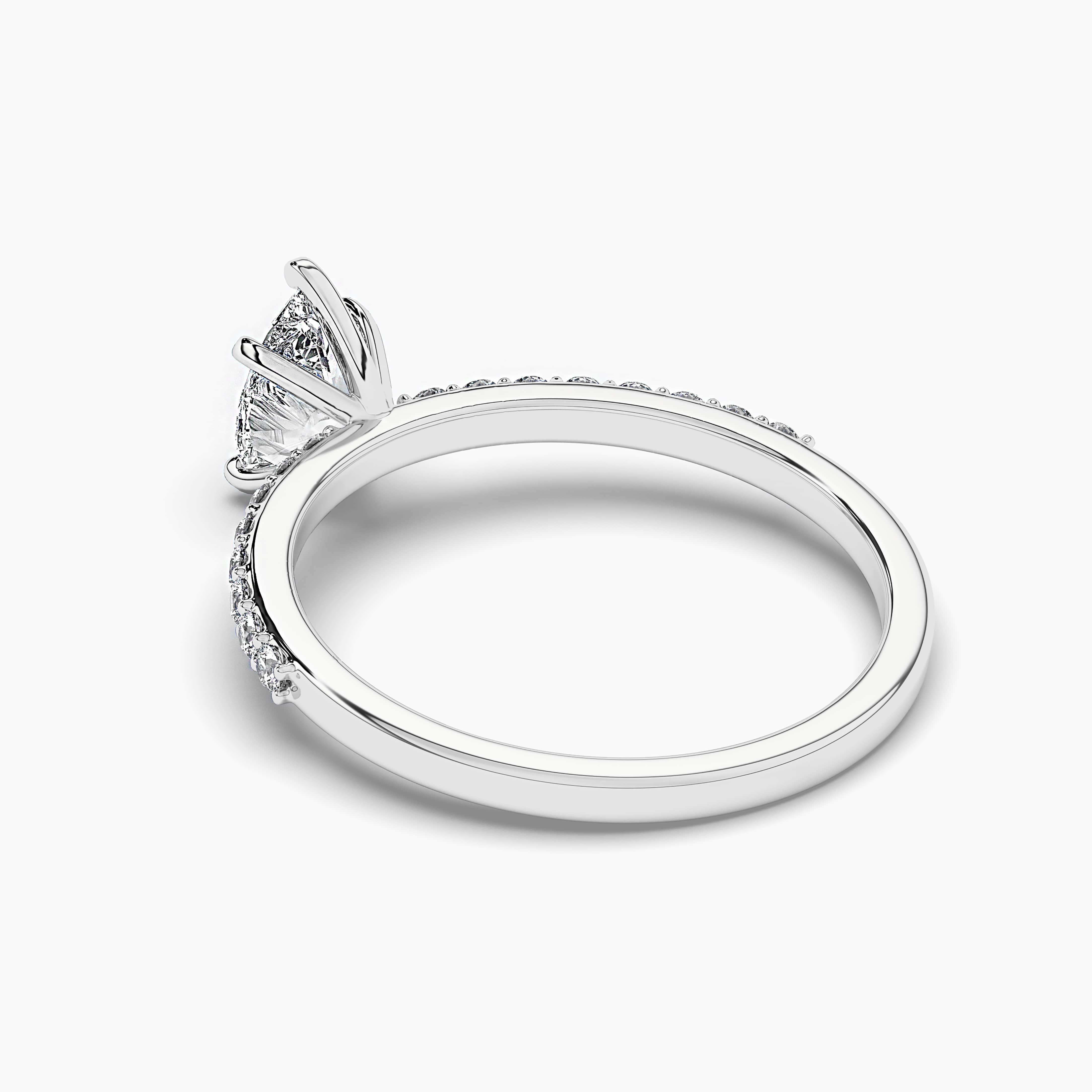 Pear Cut Lab Grown Diamond Side Stone Engagement Ring
