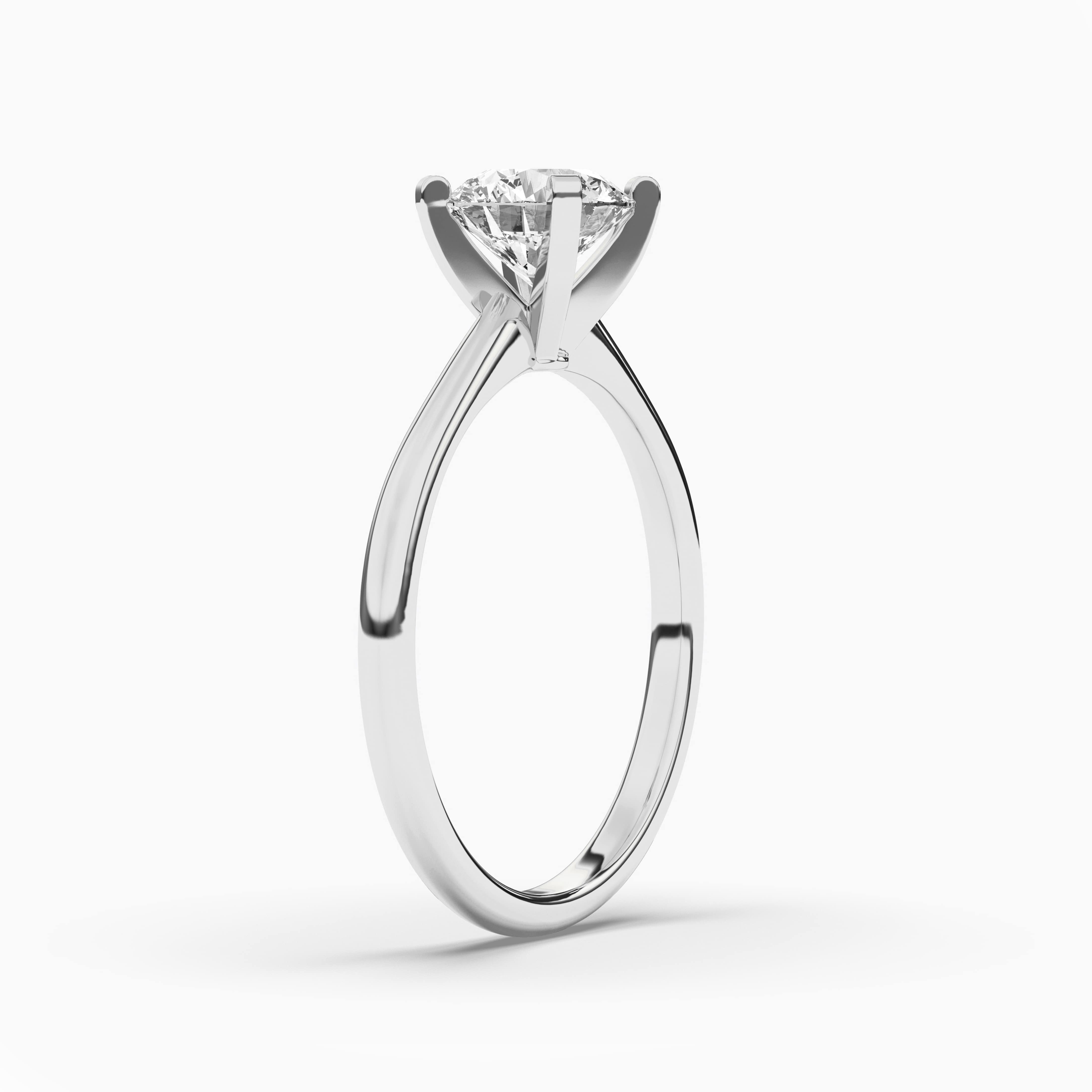 Round Cut Moissanite Diamond Engagement Ring in White Gold