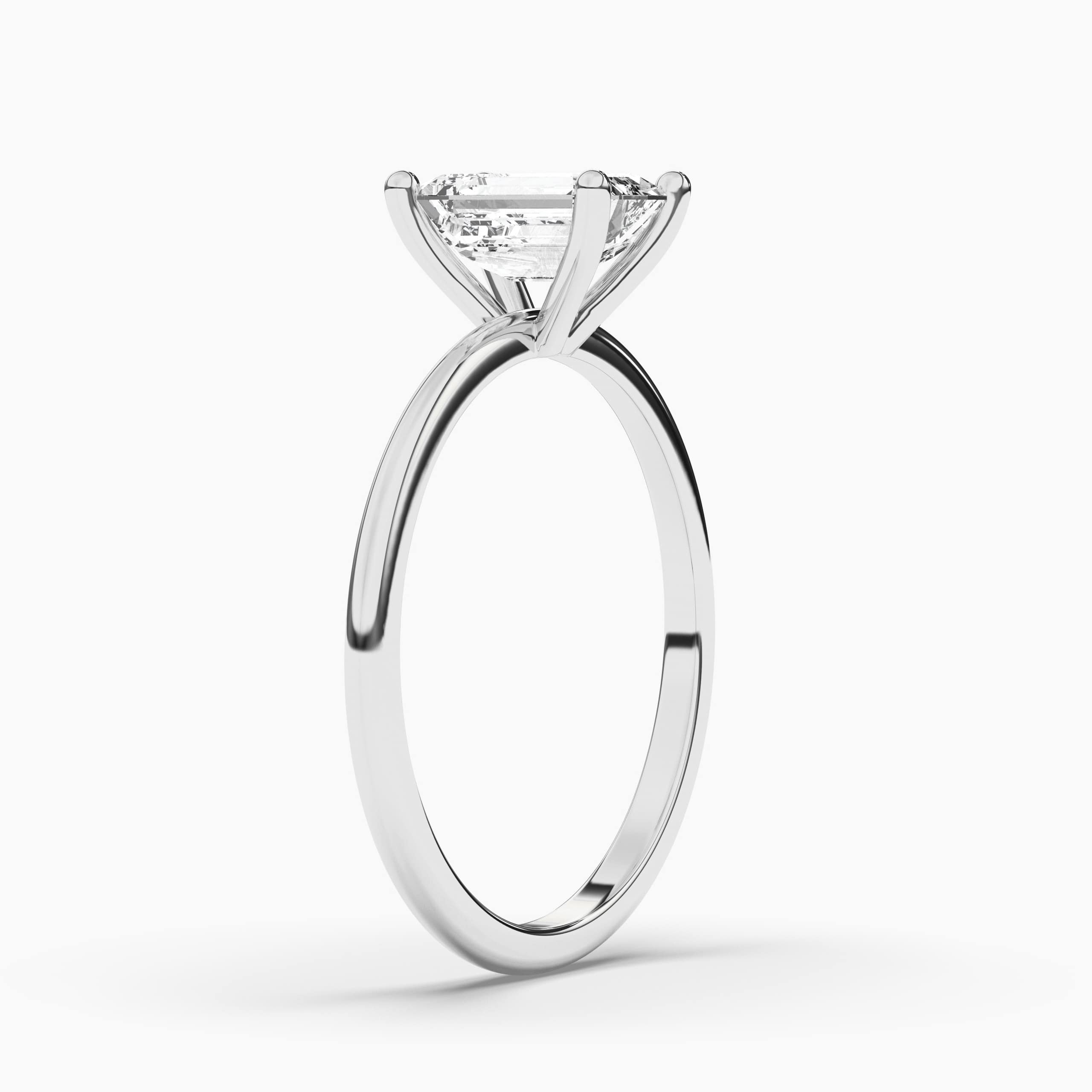 EMERALD CUT SOLITAIRE DIAMOND RING IN WHITE GOLD