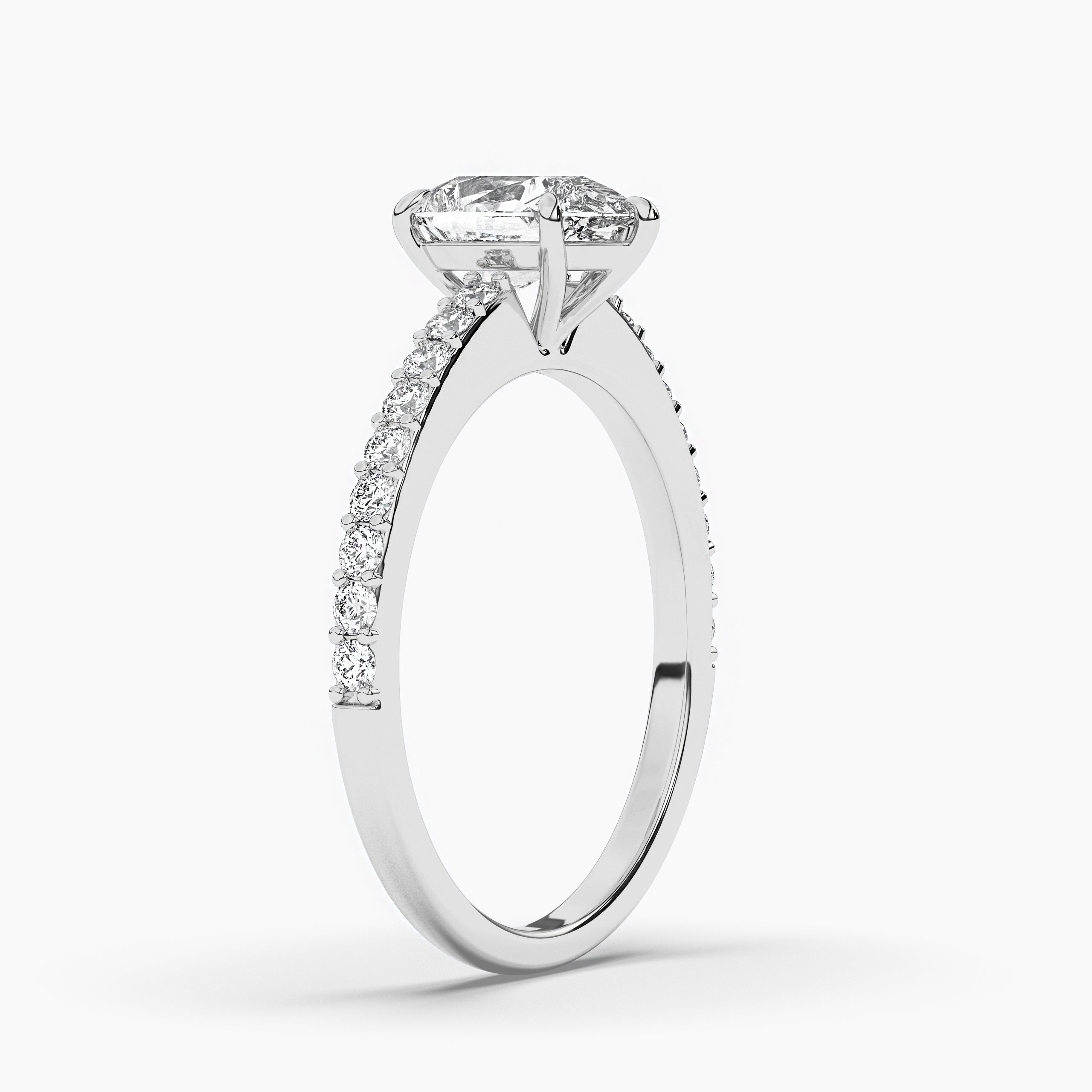 Pear Cut Moissanite Engagement Ring In White Gold