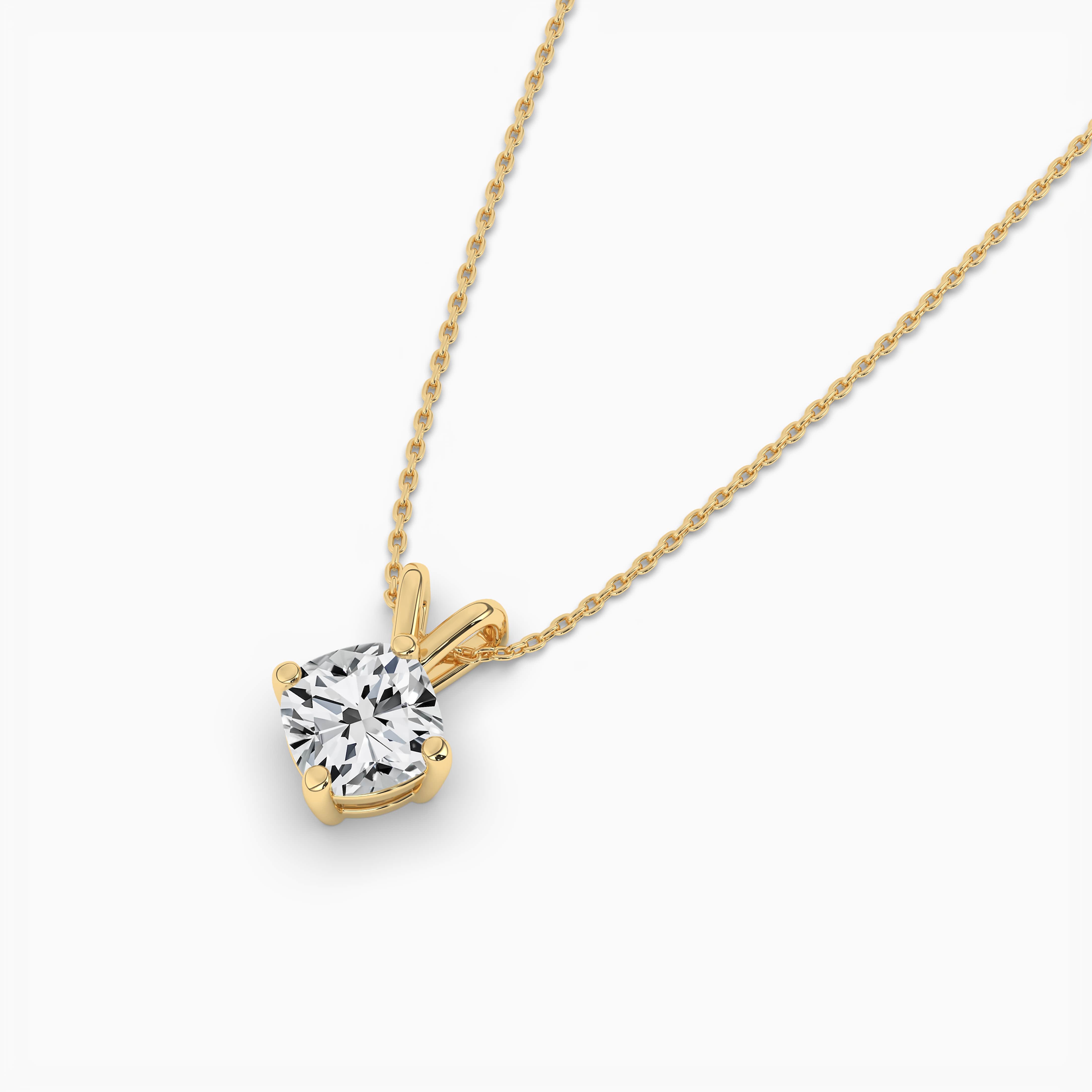 YELLOW GOLD PAVE CUSHION NECKLACE