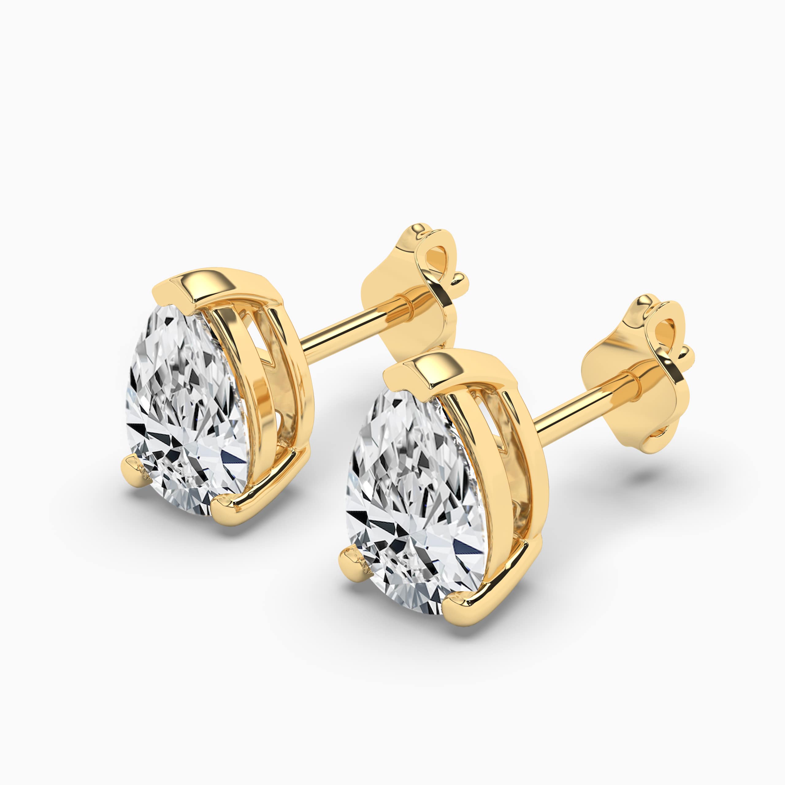 Pear Diamond Earrings, Dainty Pear Cut Diamond Studs Rose Gold