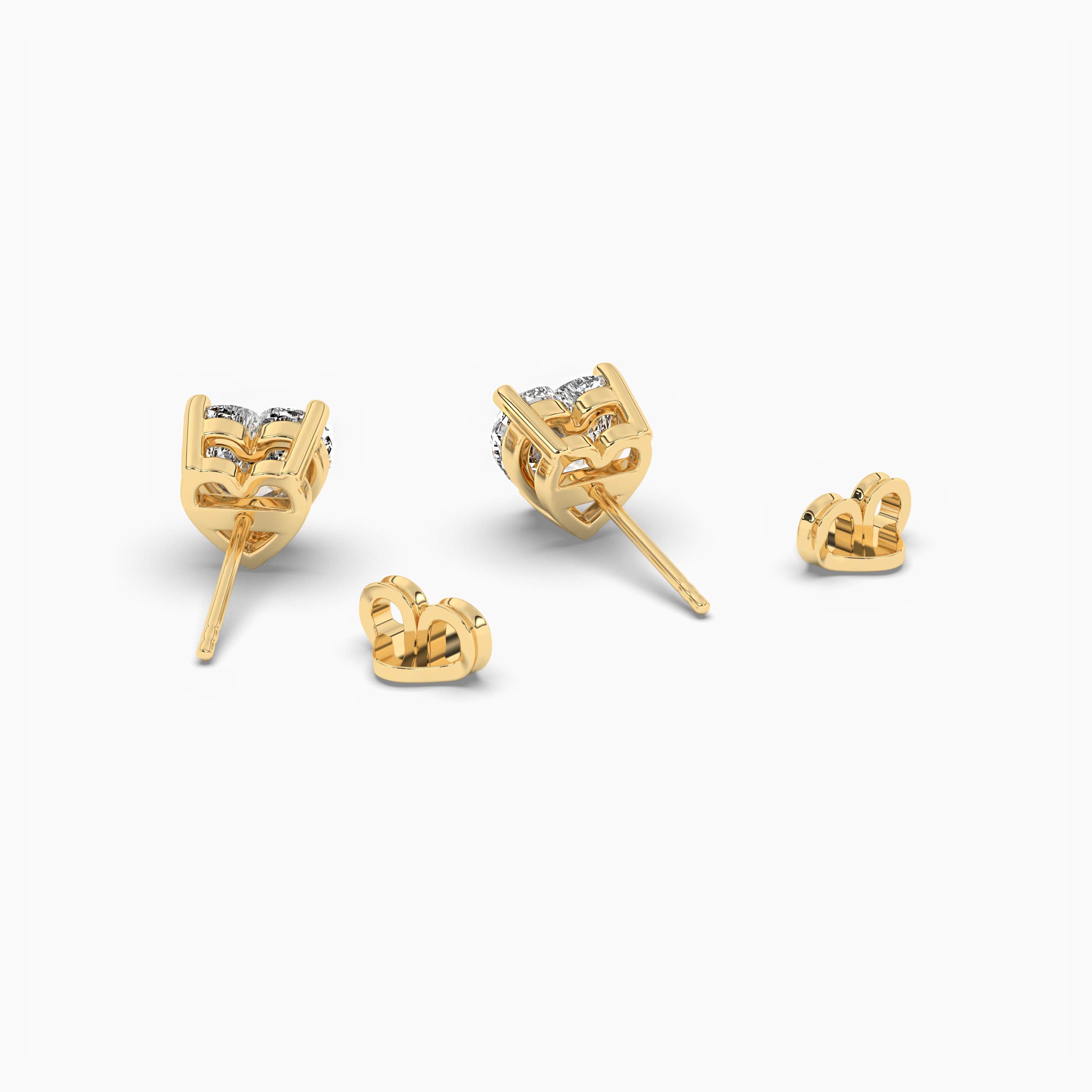 gold heart stud earrings