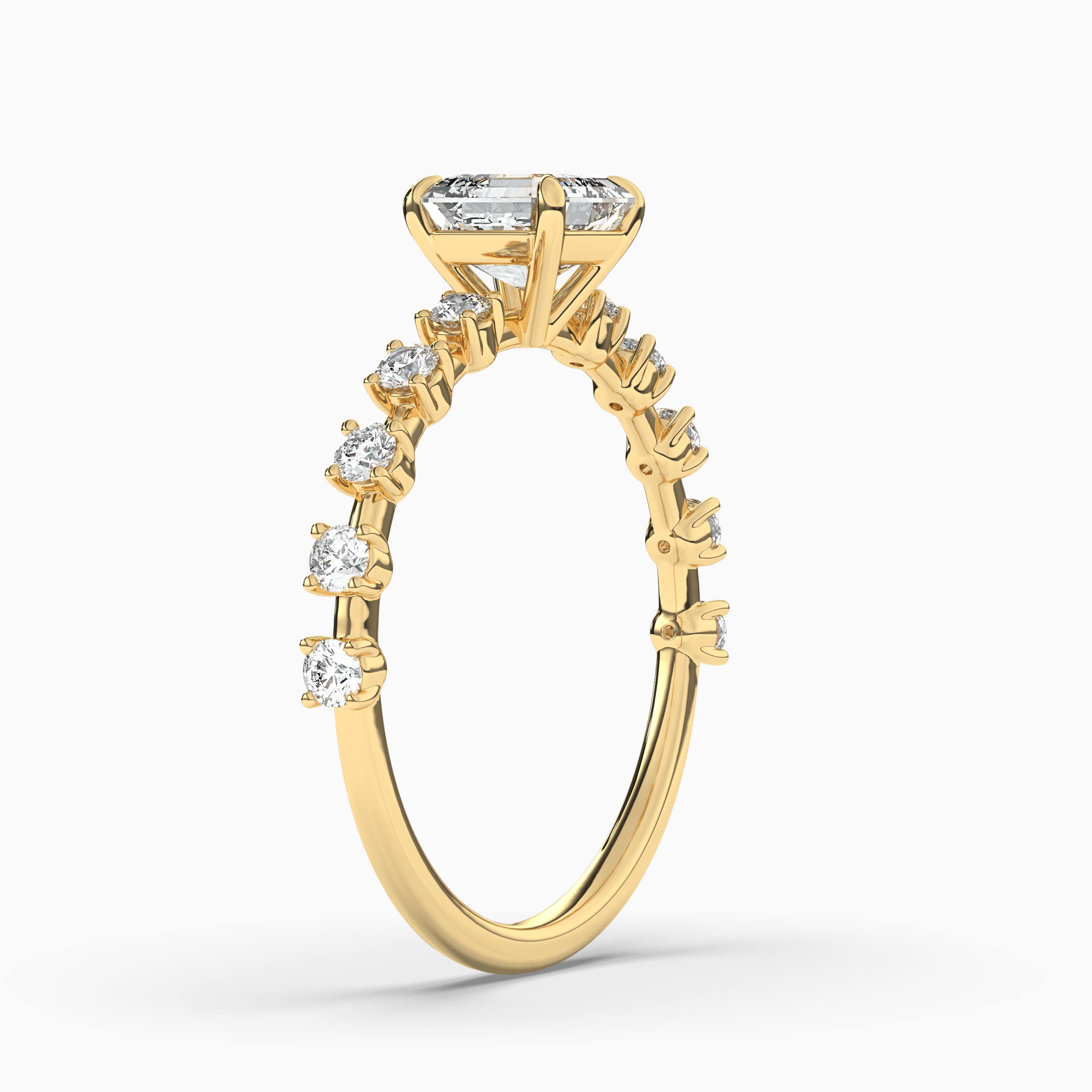 yellow gold asscher shaped diamond engagement ring