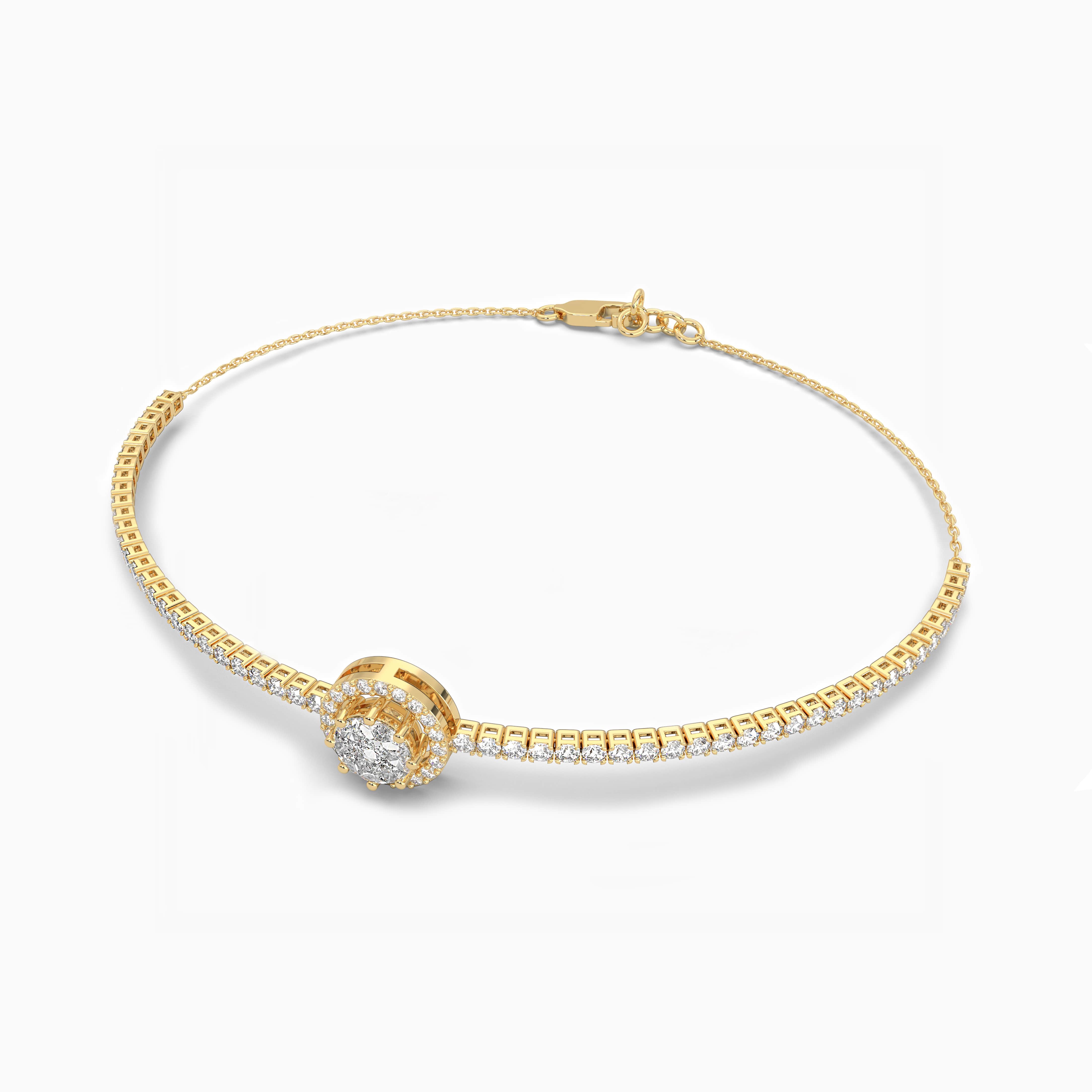 Yellow Gold Bangle Bracelet with Diamonds