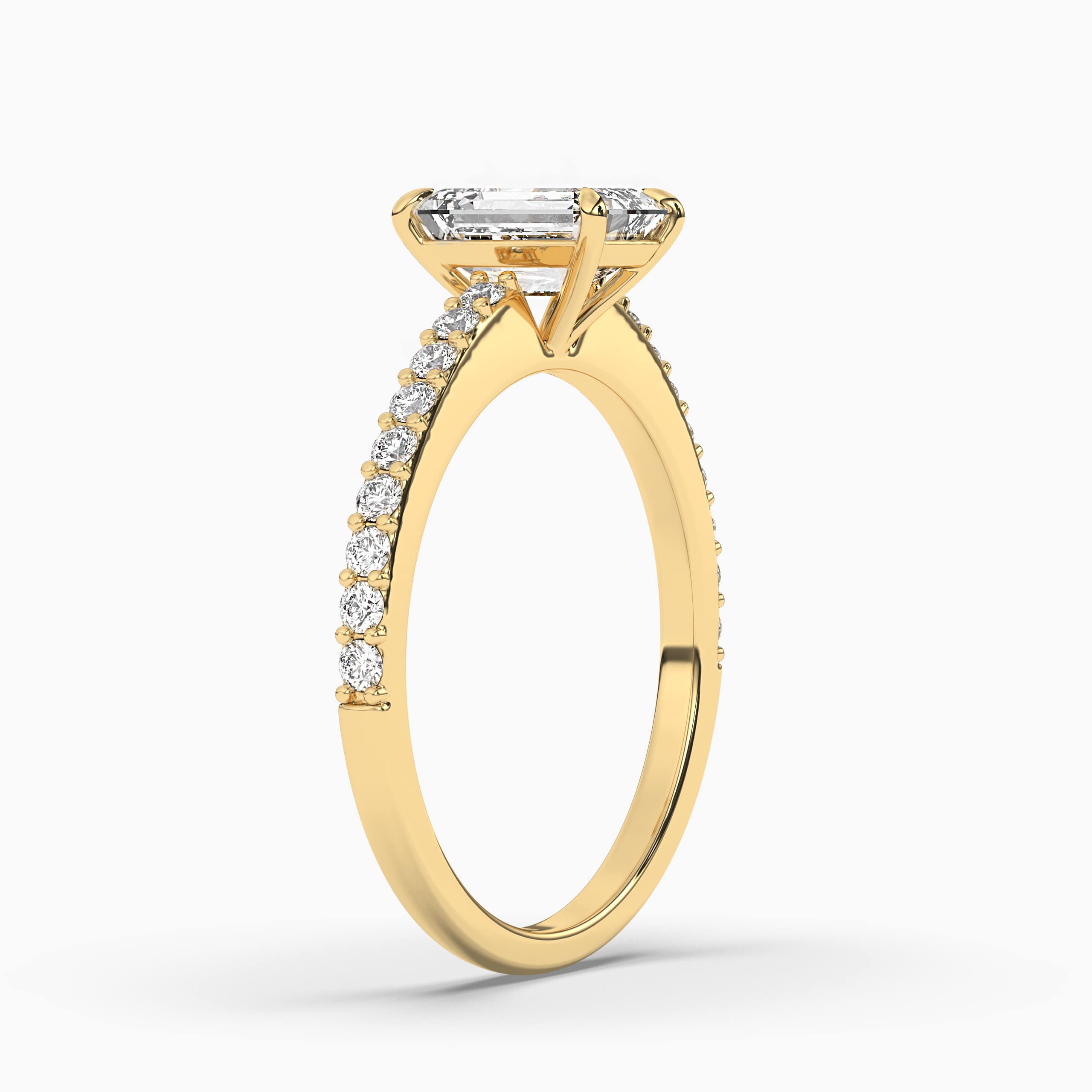 yellow gold moissanite diamond side stones ring 