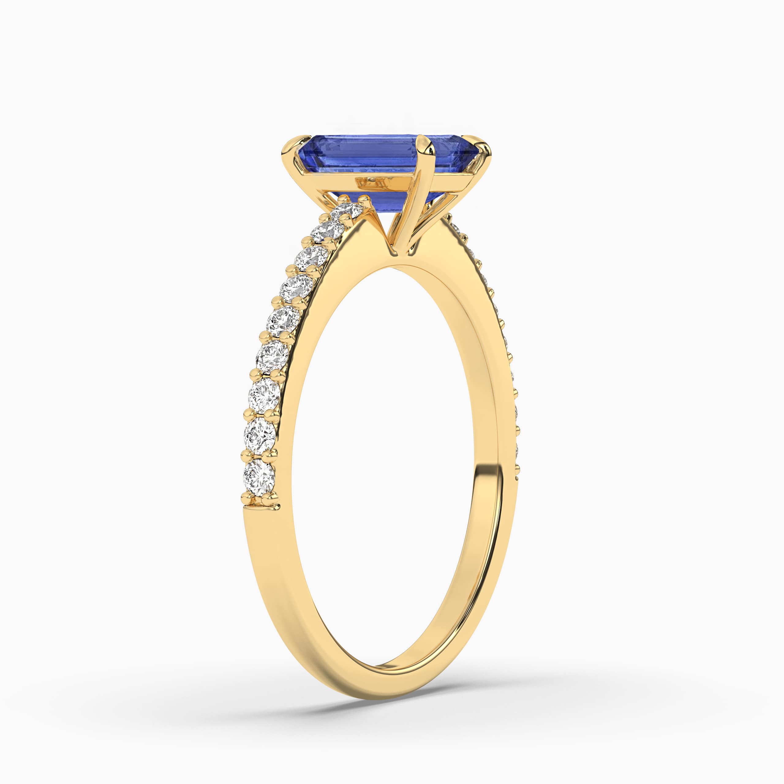 Emerald Cut Blue Sapphire Engagement Ring
