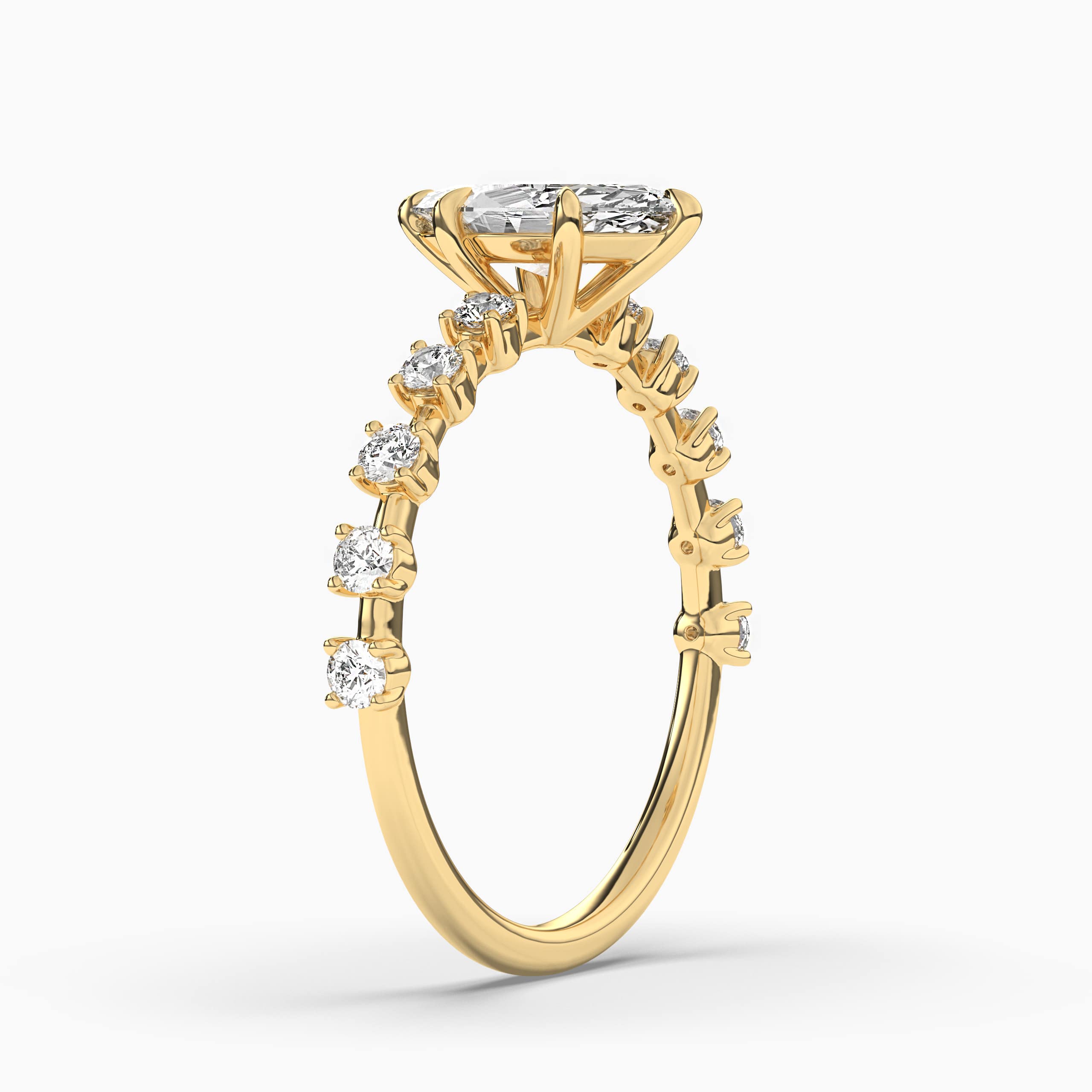 Stunning Marquise Solitaire with Pave Diamond Engagement Ring