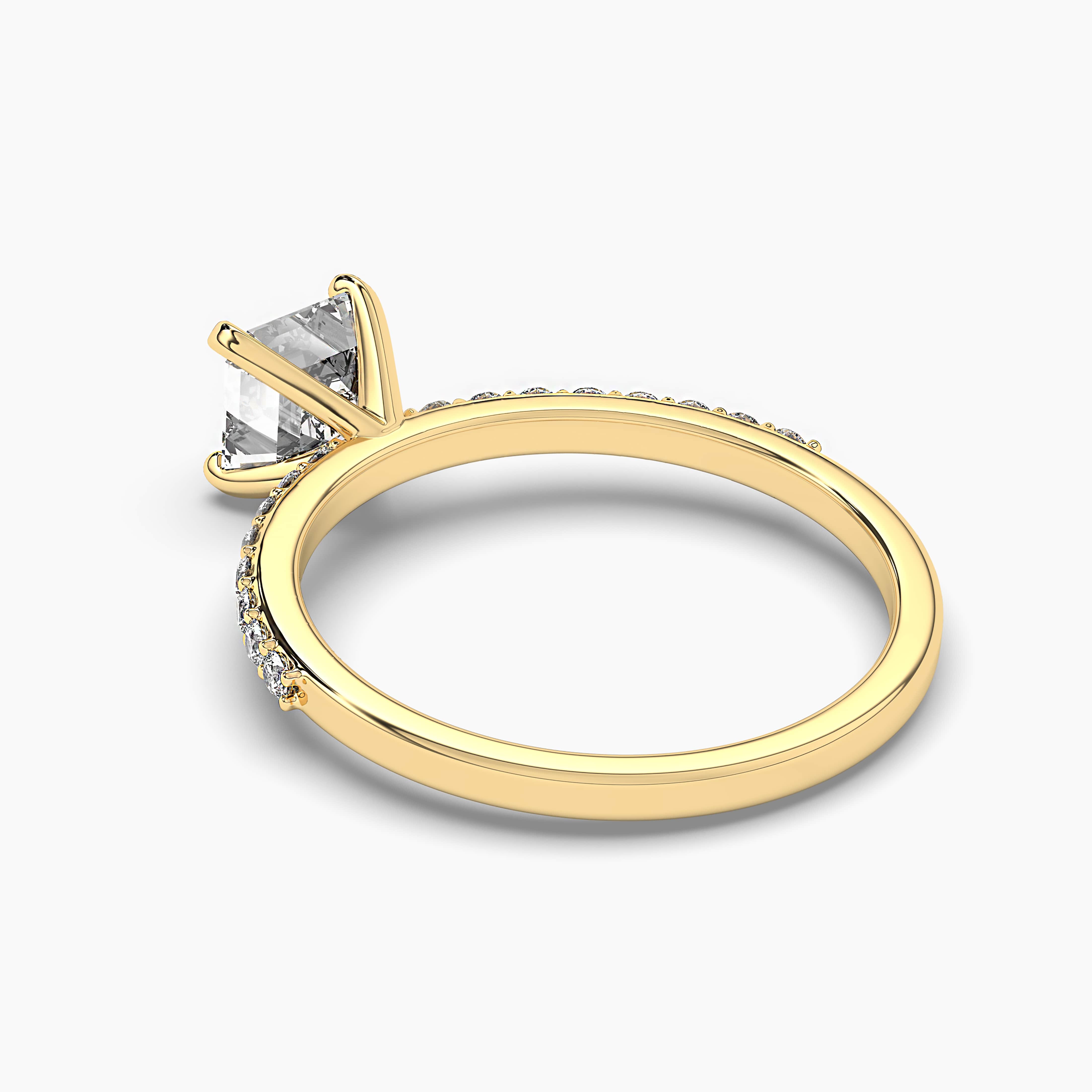 Yellow Gold  Style Asscher Diamond Engagement Ring 