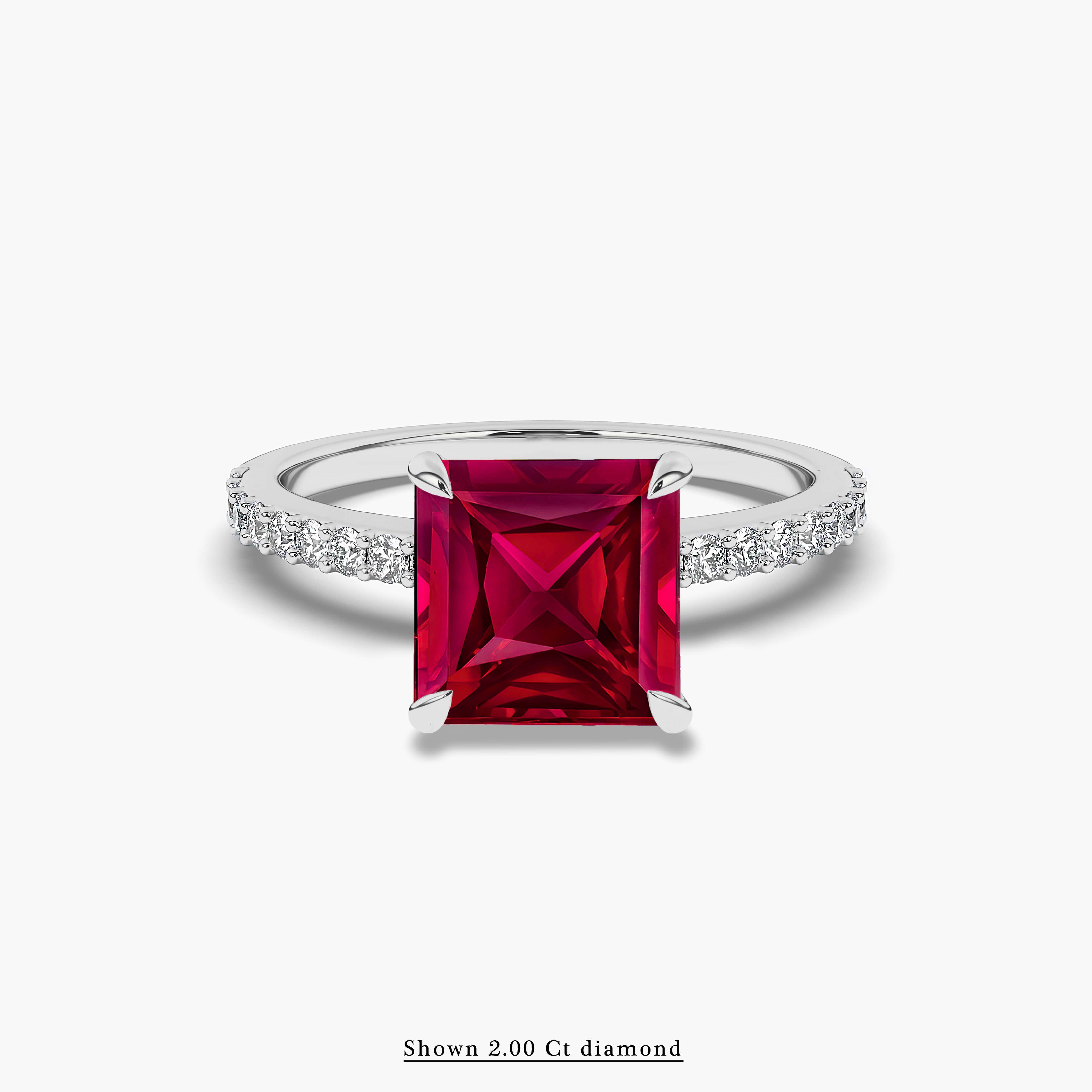 princess cut ruby and diamond ring 