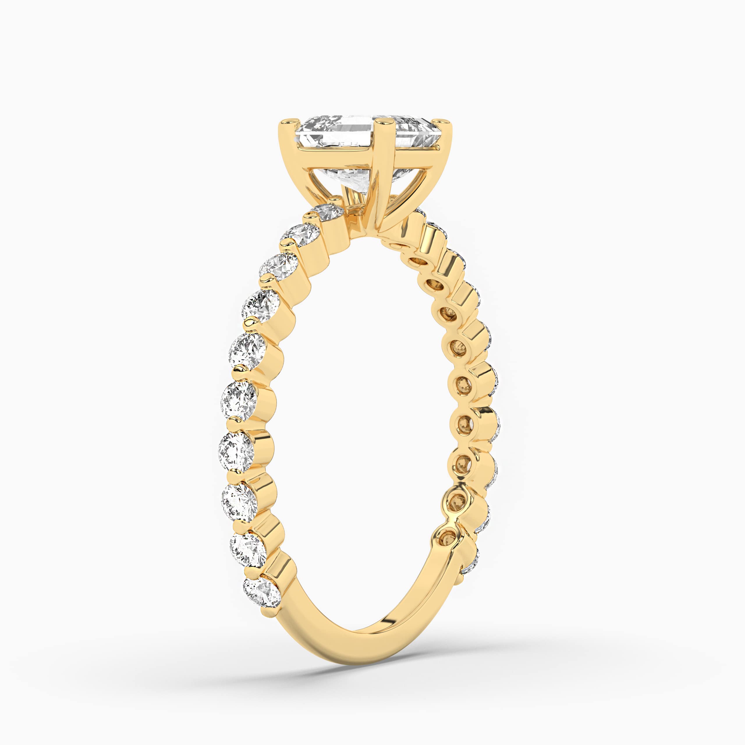 Asscher Cut Engagement Ring Yellow Gold