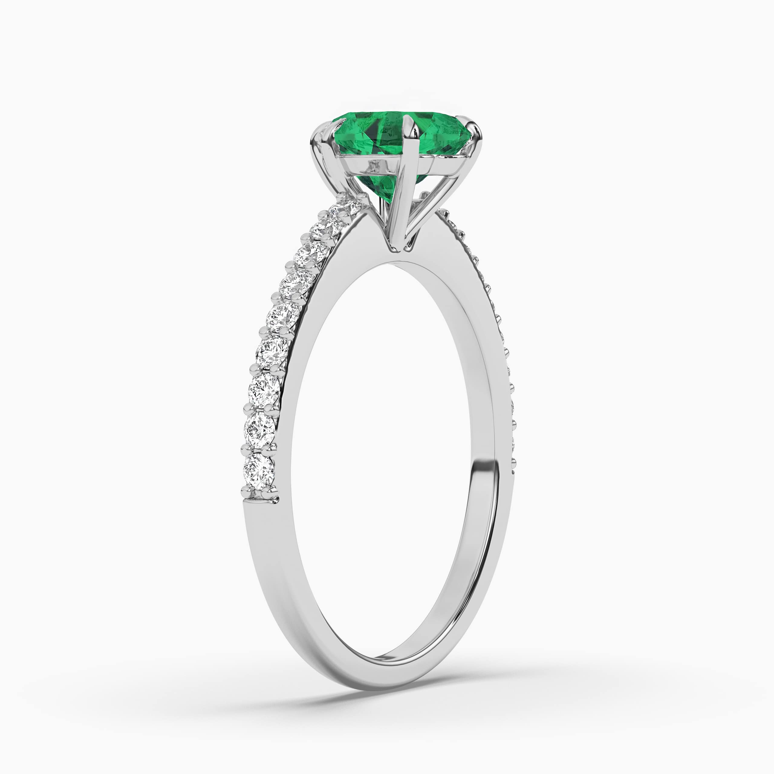 heart shape green and white diamond ring 