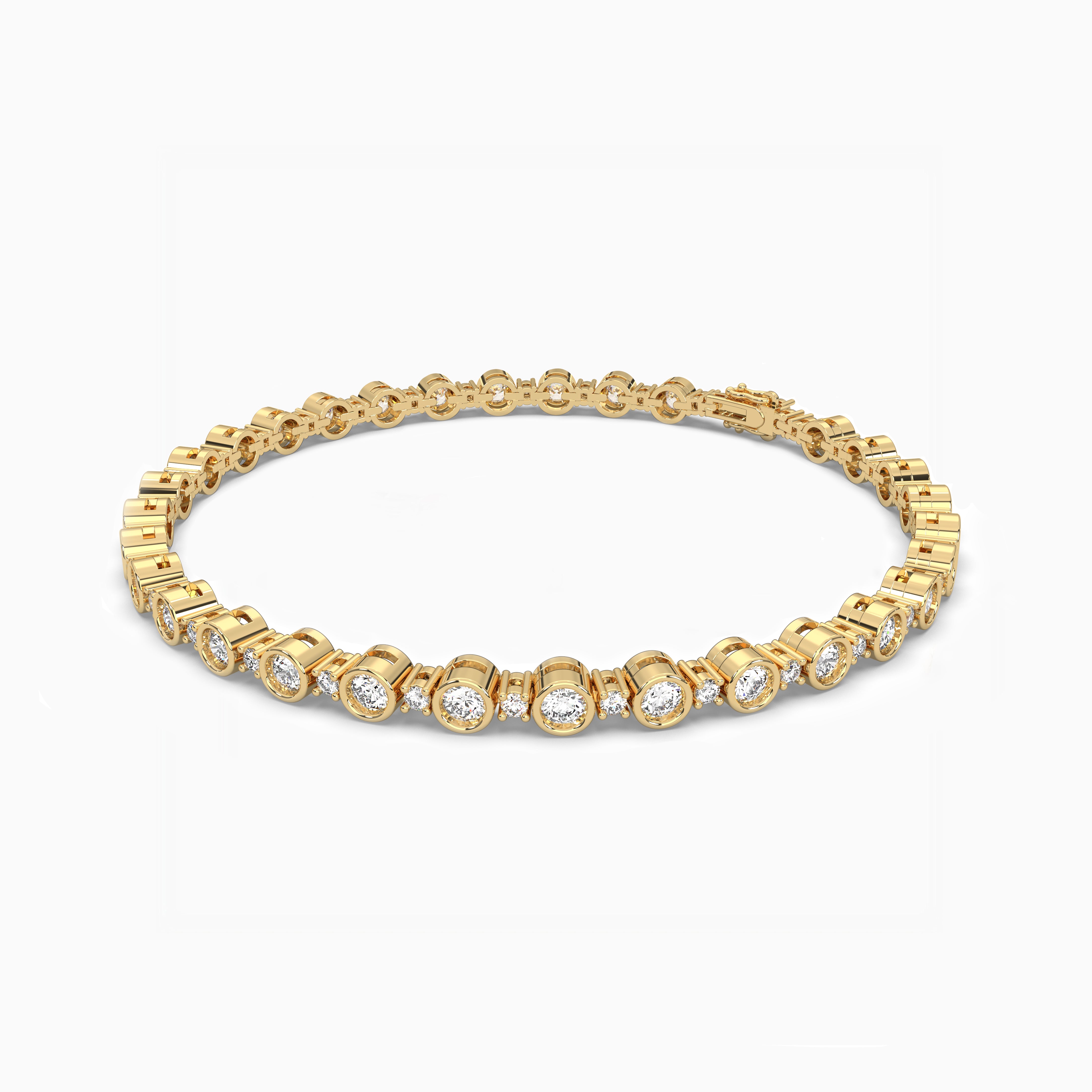 Yellow Gold Diamond Round Brilliant S Prong Set Tennis Bracelet