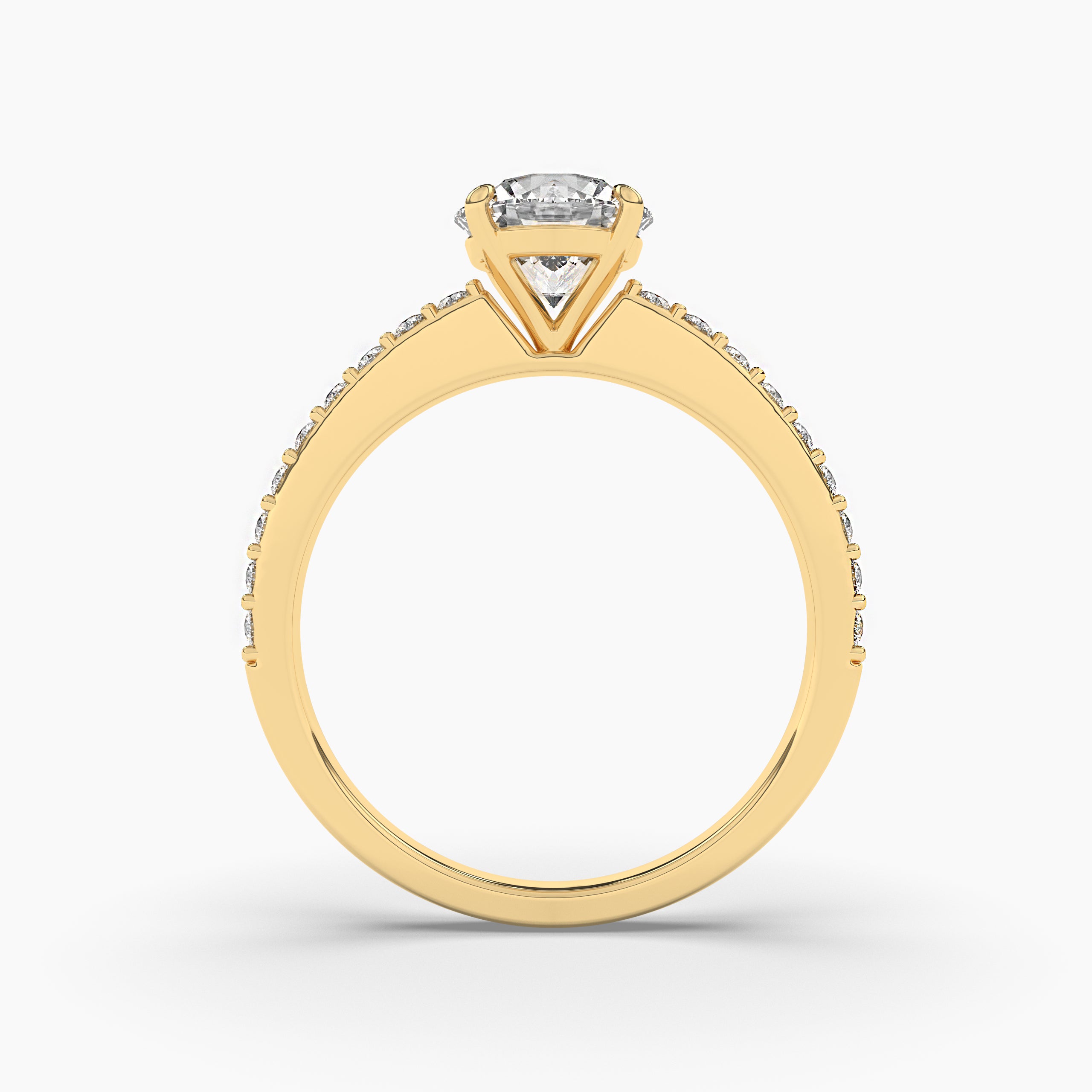 round cut side stones diamond ring