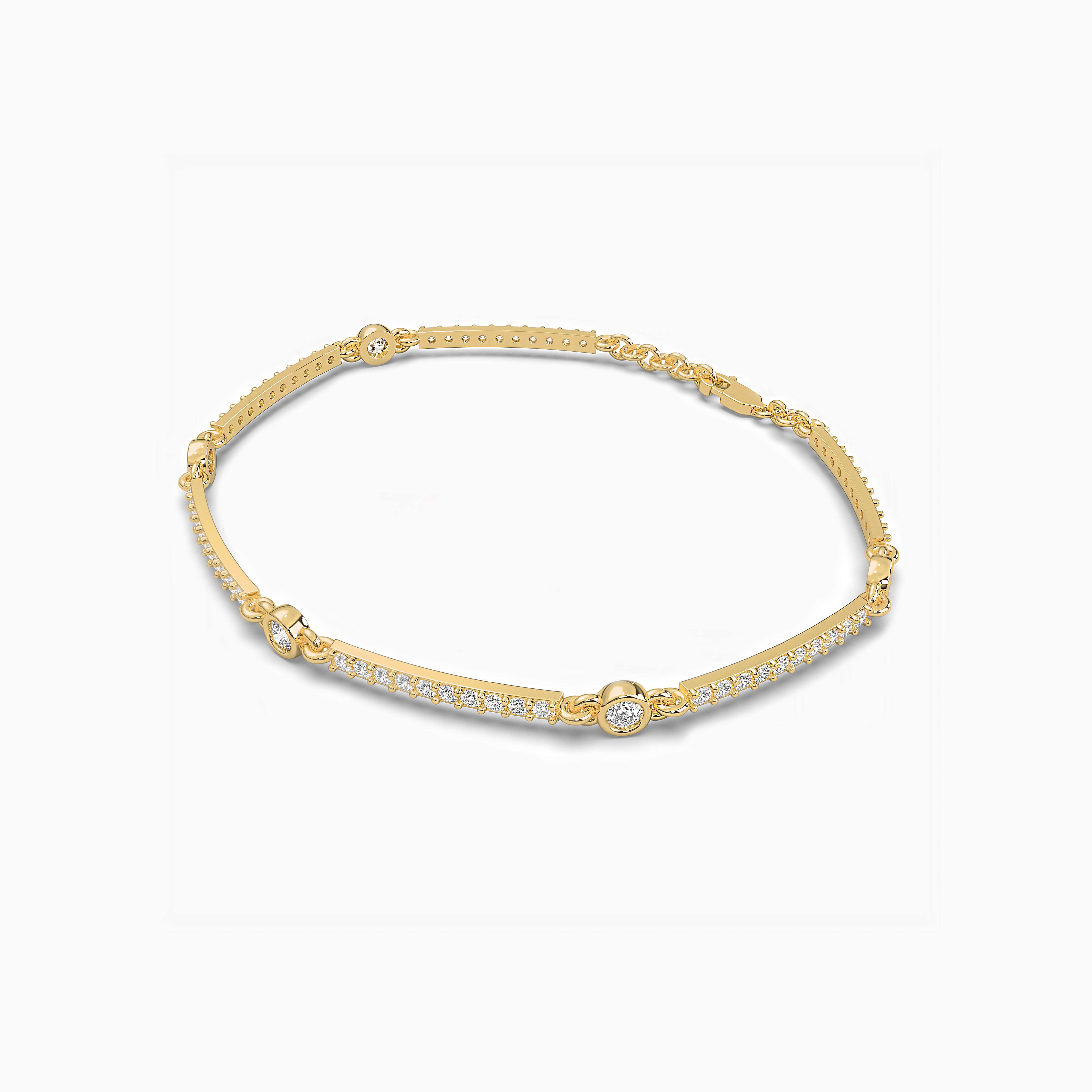 Diamond and Yellow Gold Tennis Bracelet