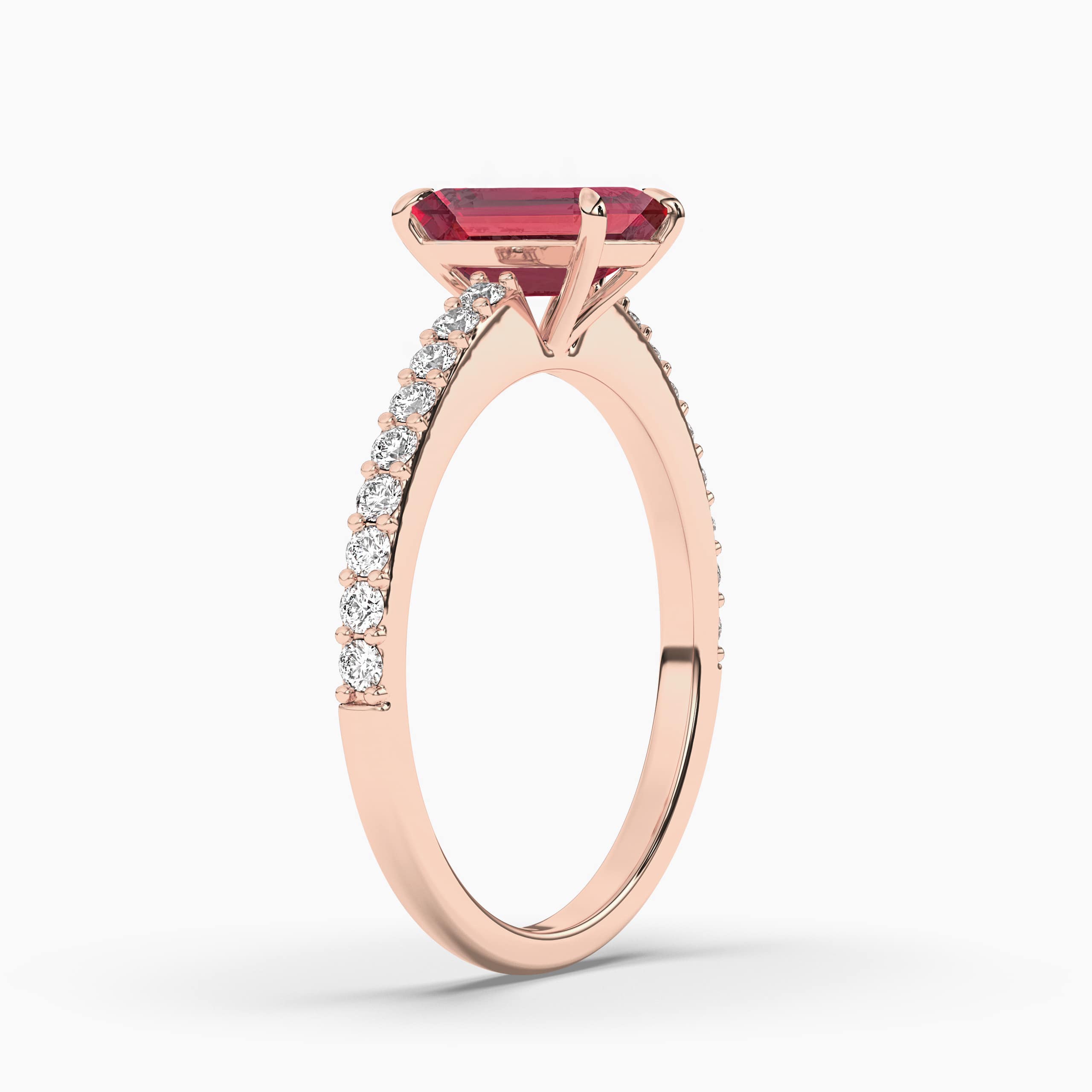 EMERALD-CUT RUBY RINGS IN ROSE GOLD