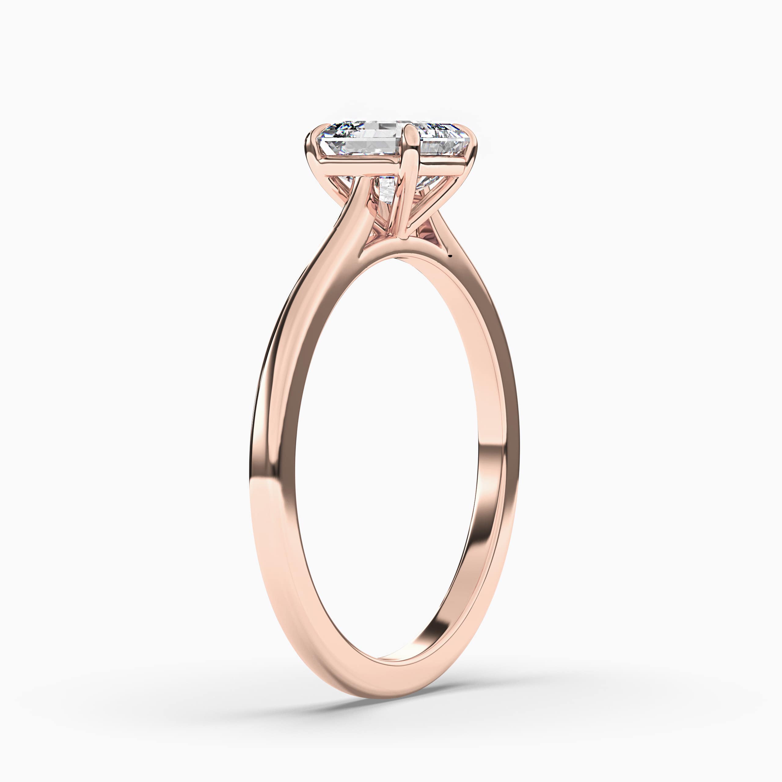 Asscher Cut Solitaire Engagement Ring Rose Gold