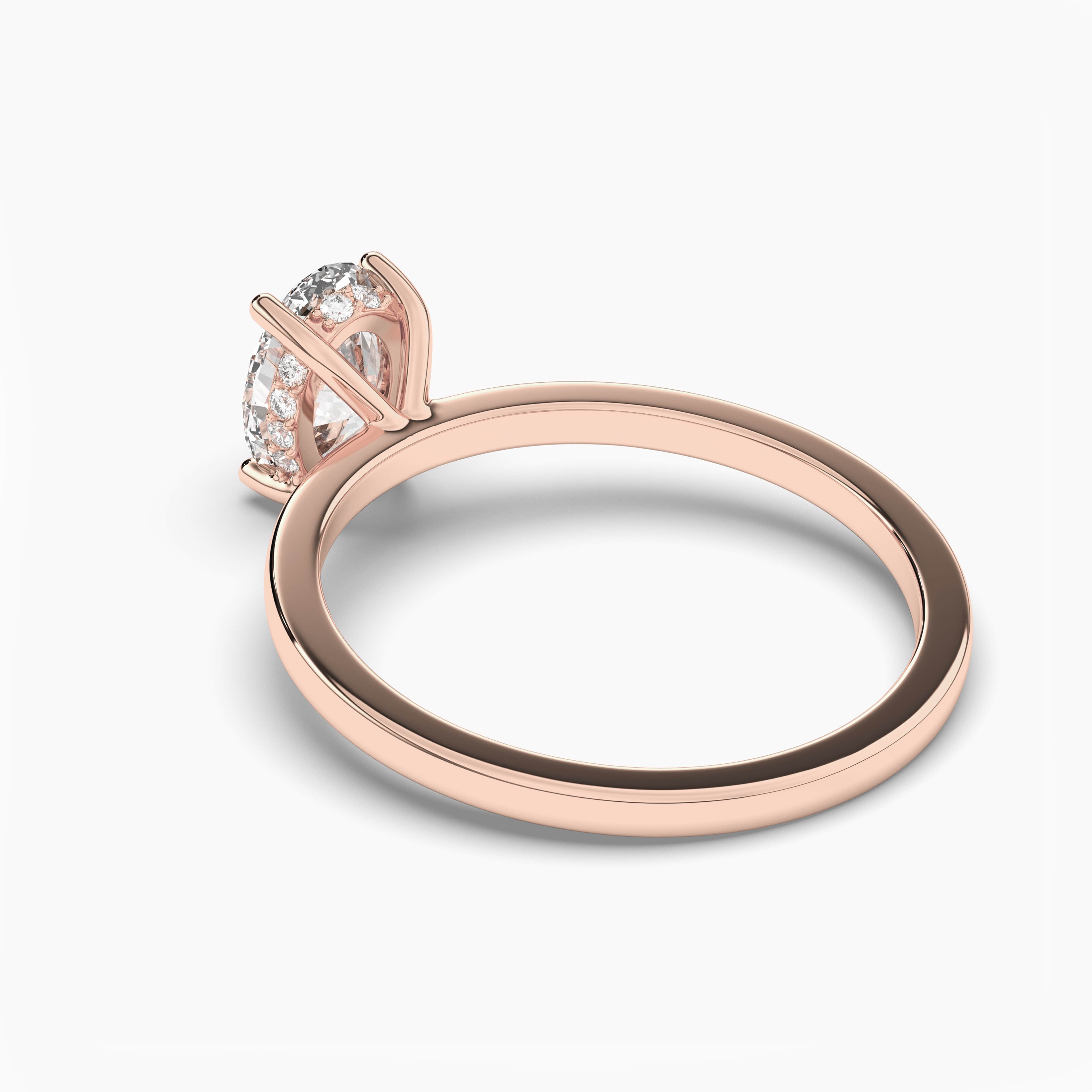 oval gold band engagement ring in Rose Gold