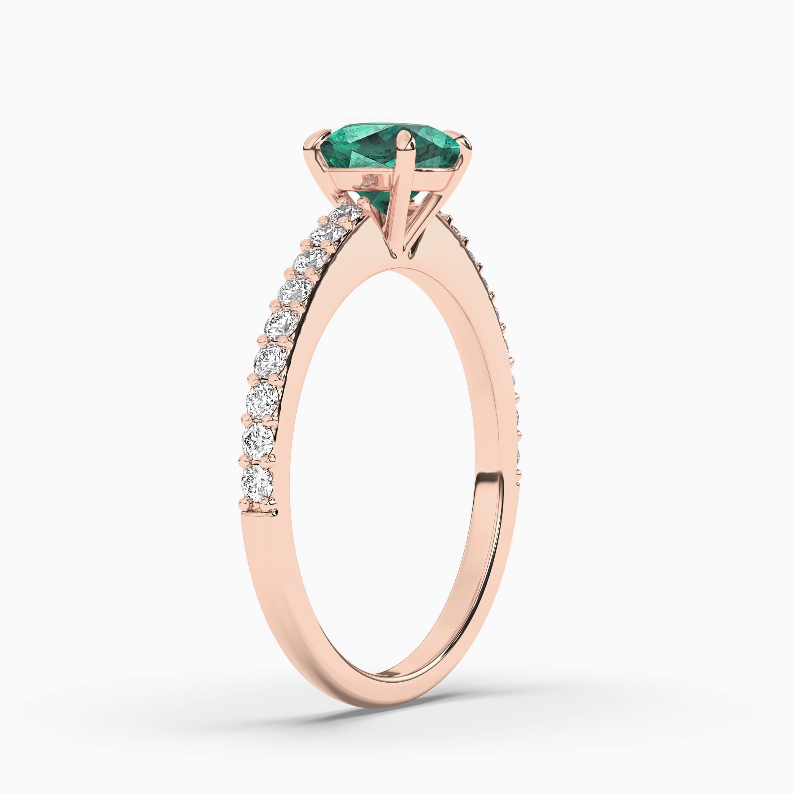 CUSHION CUT EMERALD AND DIAMONDS ROSE GOLD RING FOR WOMAN'S