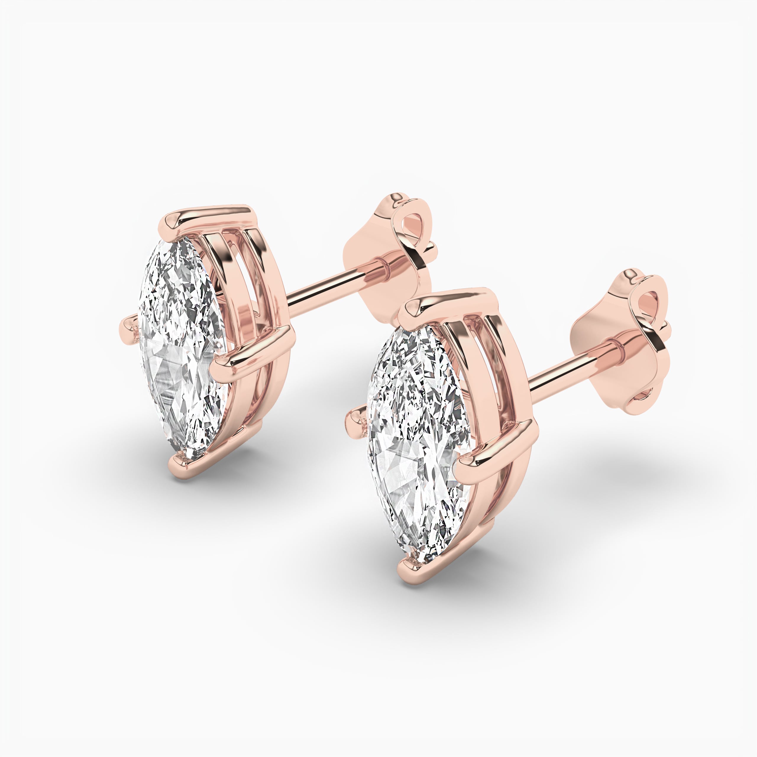 Marquise-Shaped Diamond Earrings in Rose Gold