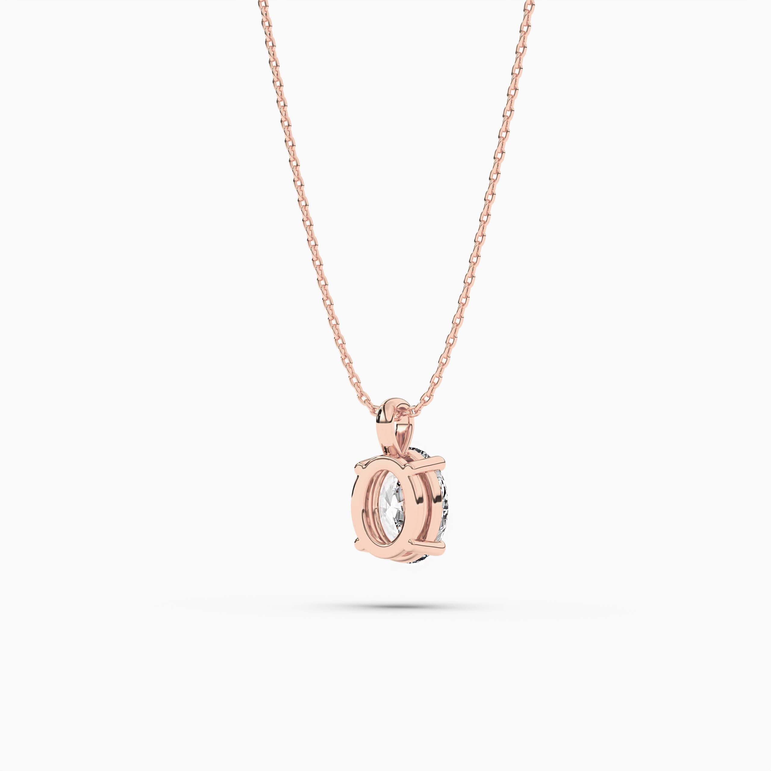 Oval Diamond Solitaire Pendant In A Rose Gold