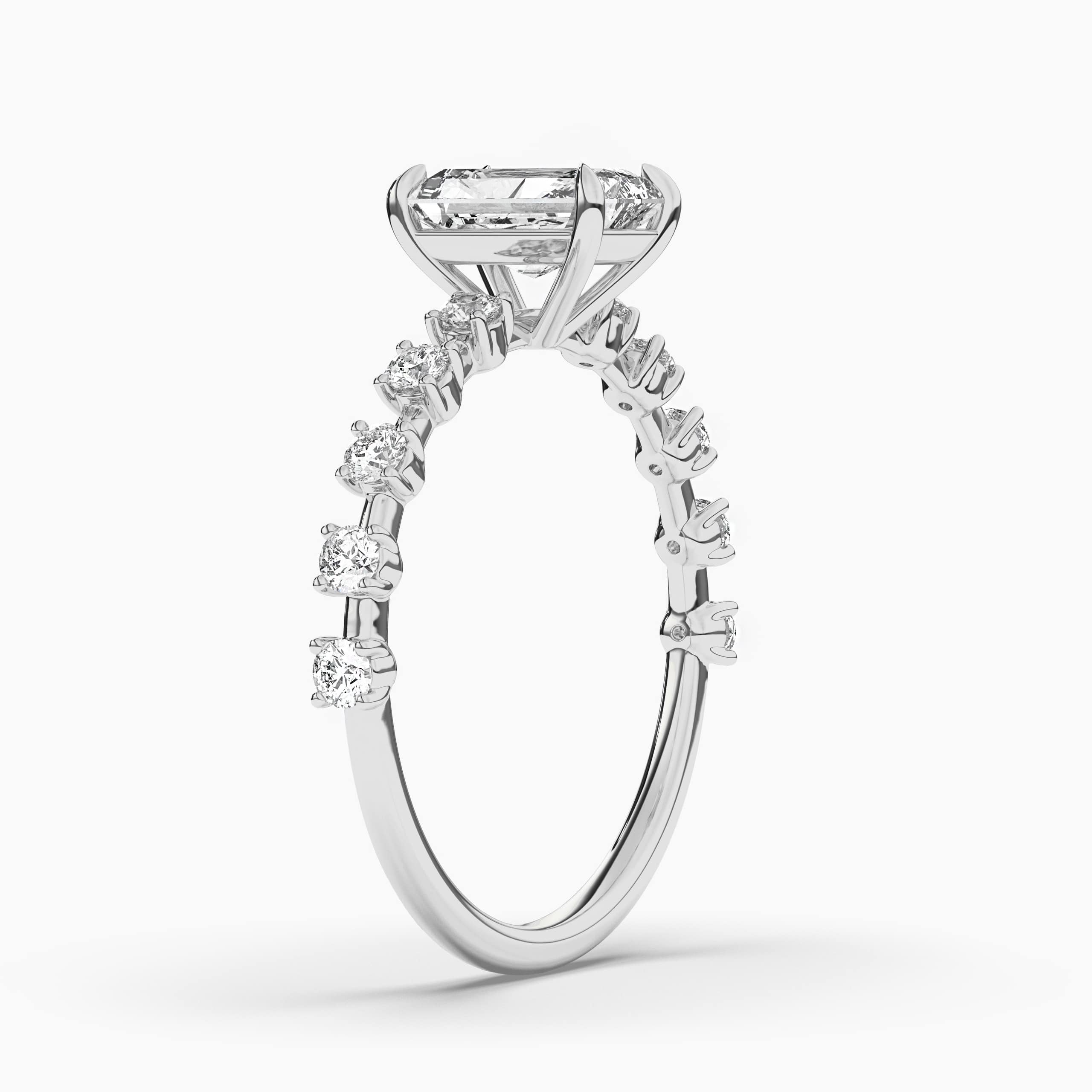 radiant cut engagement rings gold band in white gold