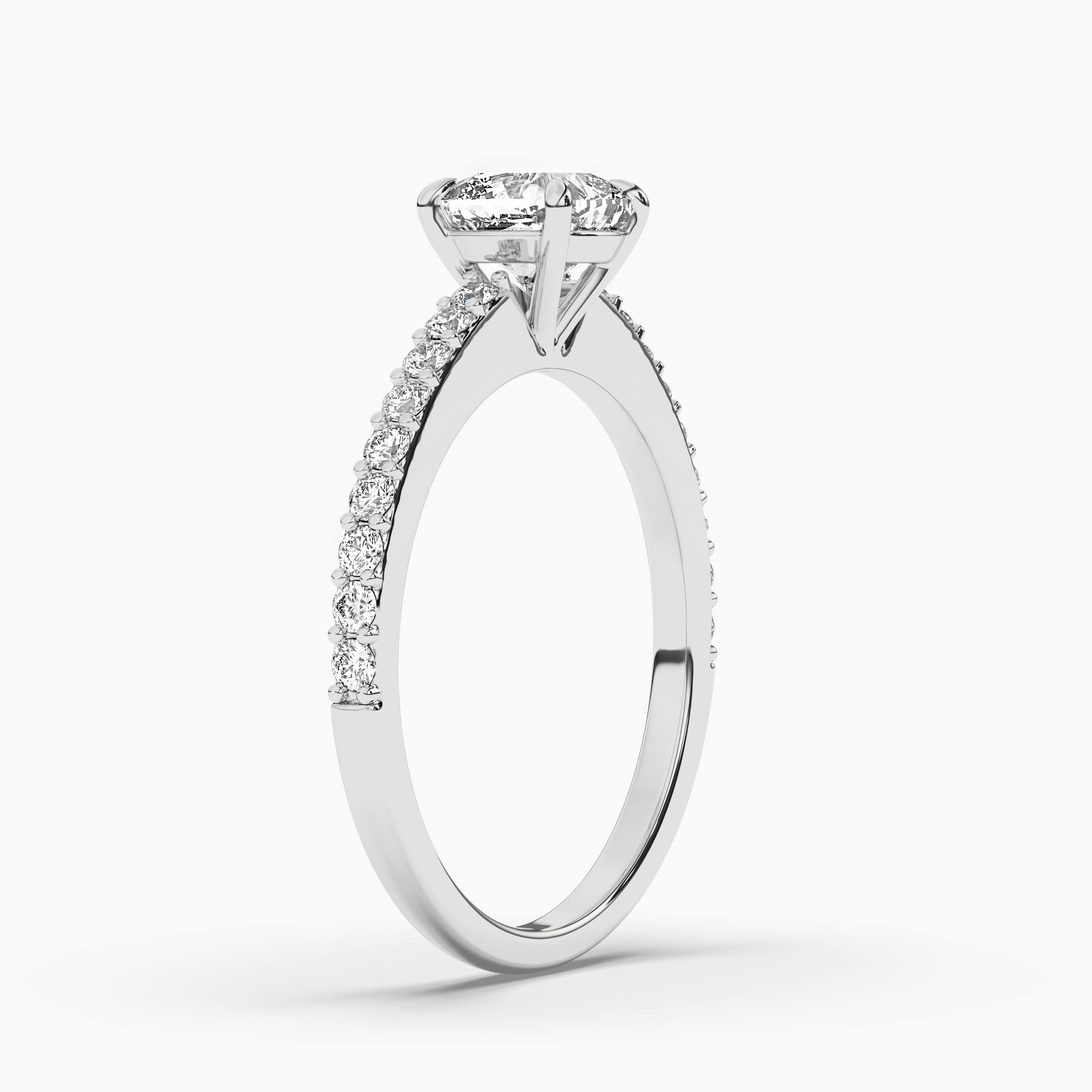 Cushion Lab Grown Diamond Side Accents Engagement Ring